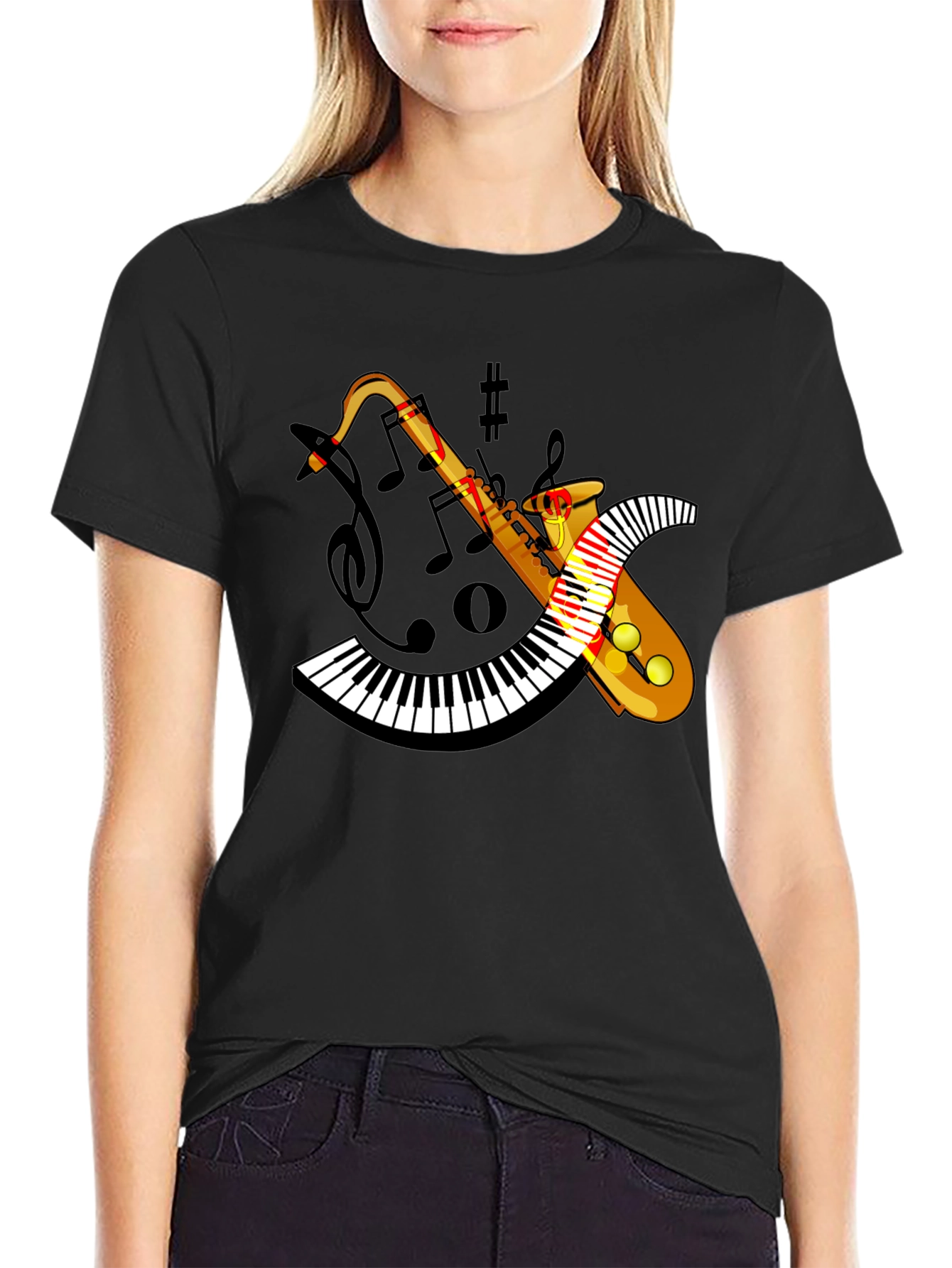 Saxophone Keyboard Music Graphic T-Shirt