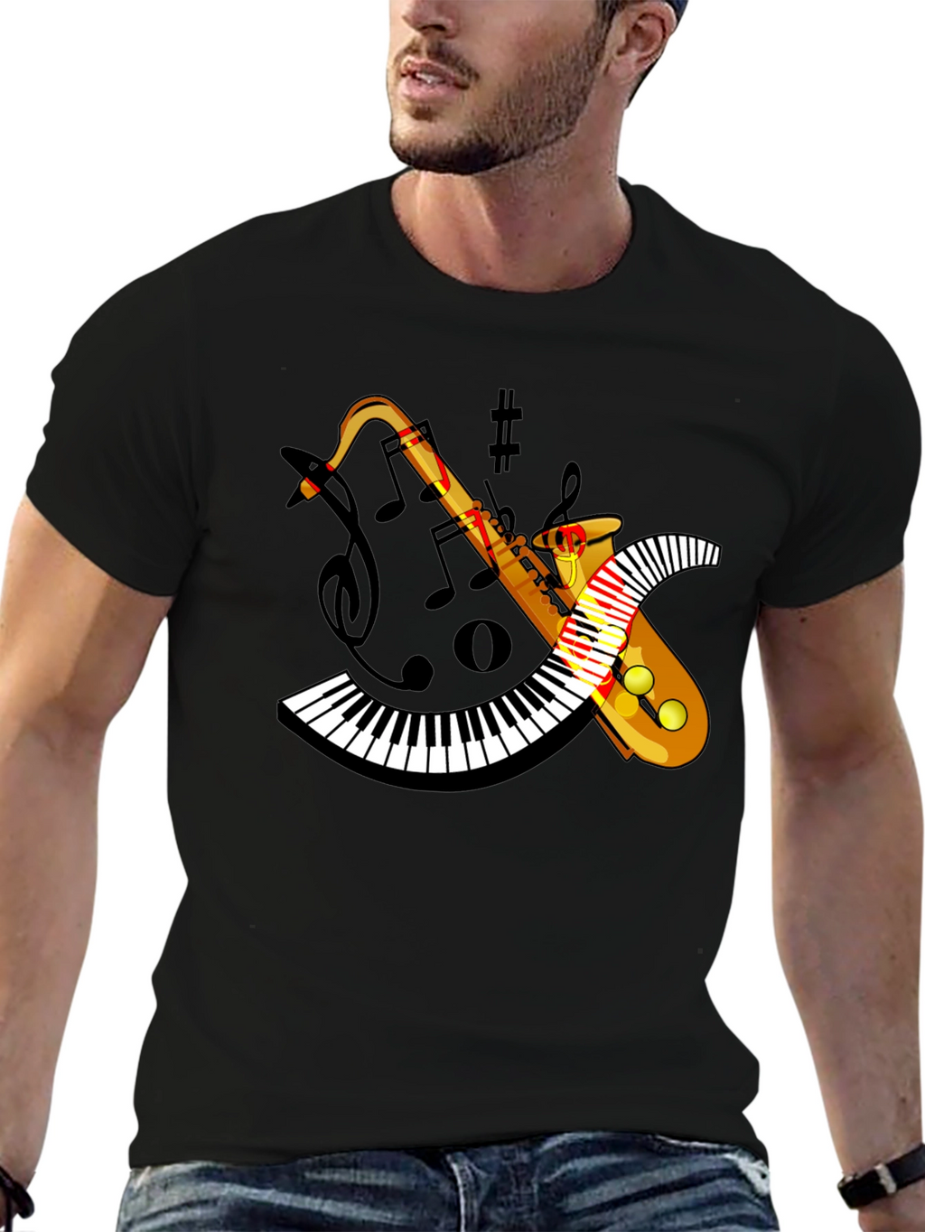 Saxophone Keyboard Music Graphic T-Shirt