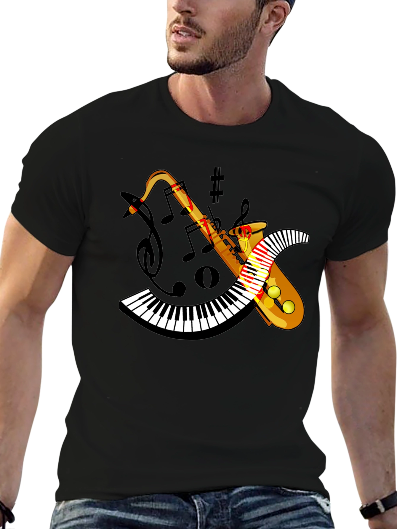 Saxophone Keyboard Music Graphic T-Shirt
