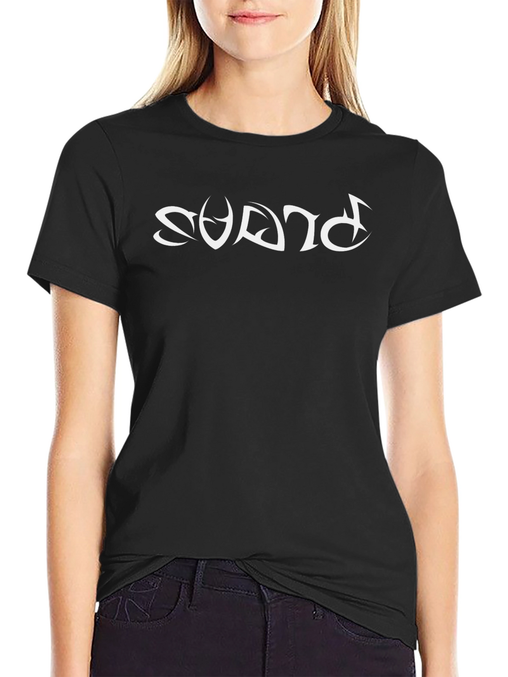 Black T-Shirt with Abstract White Print