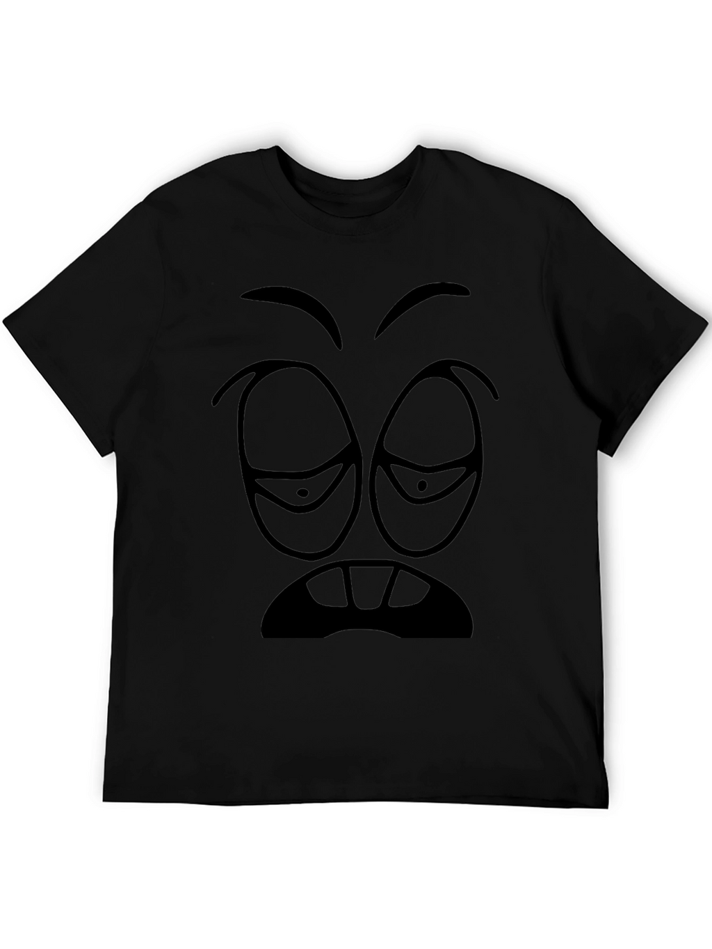 Sleepy Cartoon Face Graphic Tee - Black
