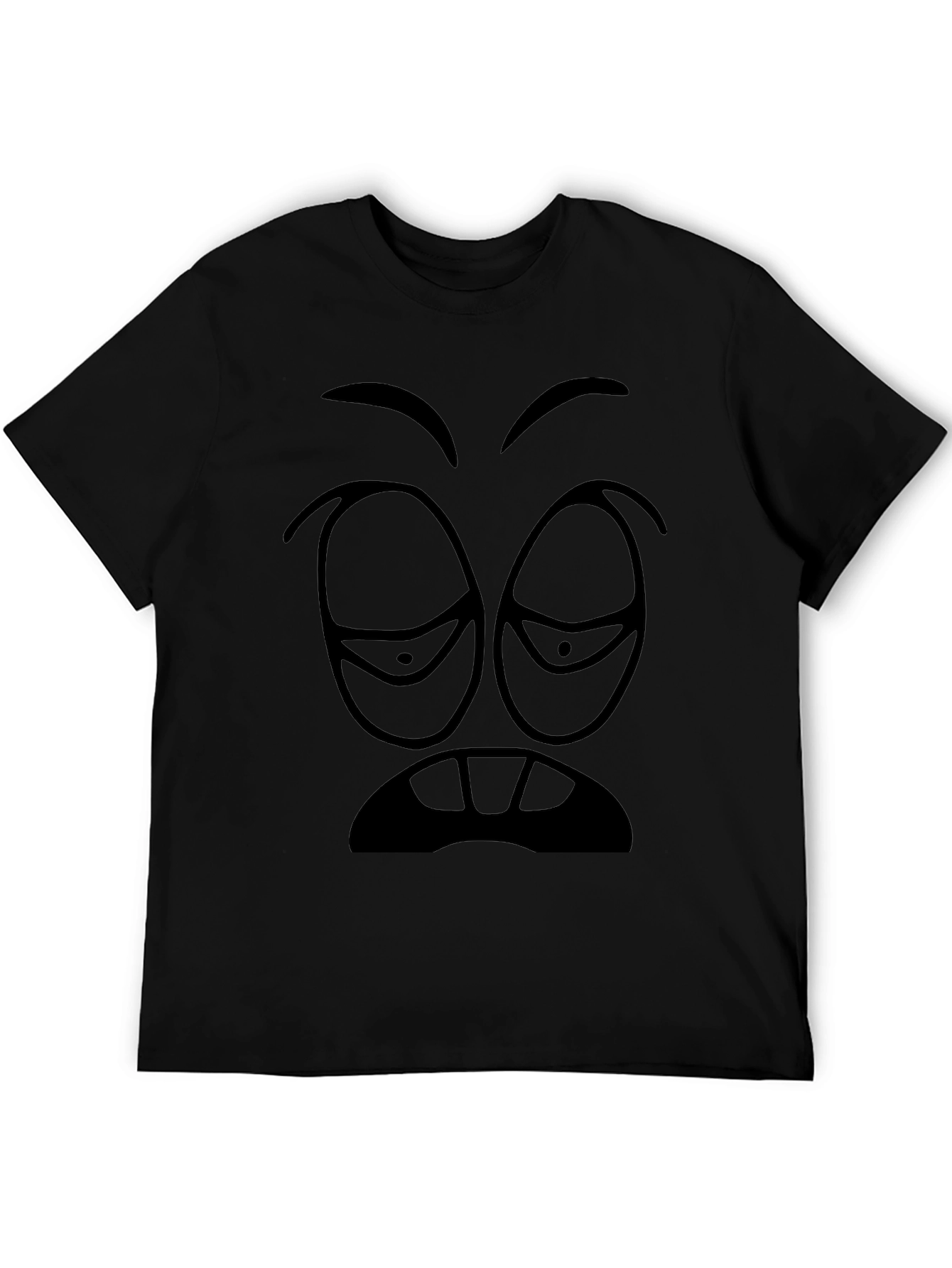 Sleepy Cartoon Face Graphic Tee - Black