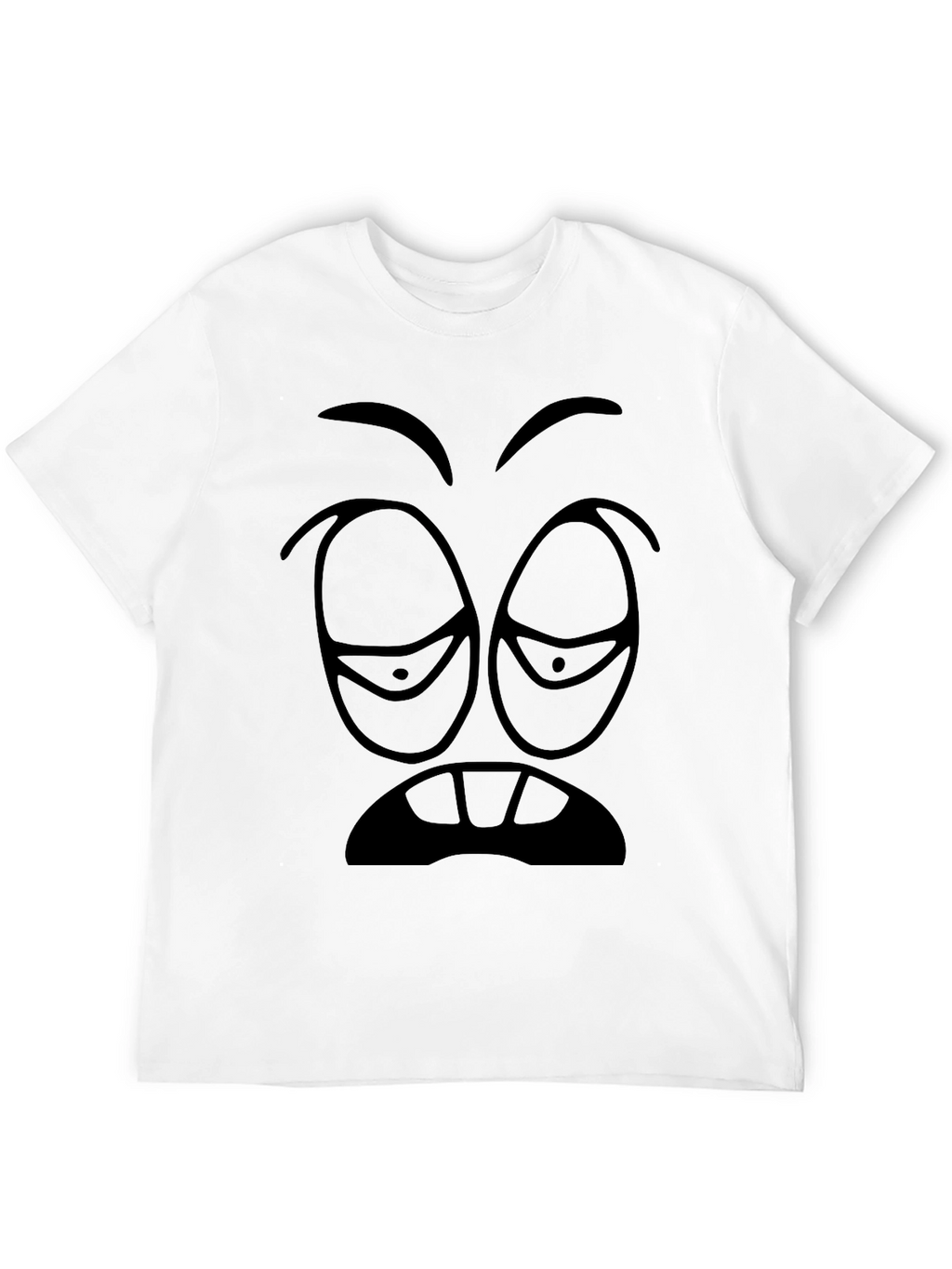 Sleepy Cartoon Face Graphic Tee - Black