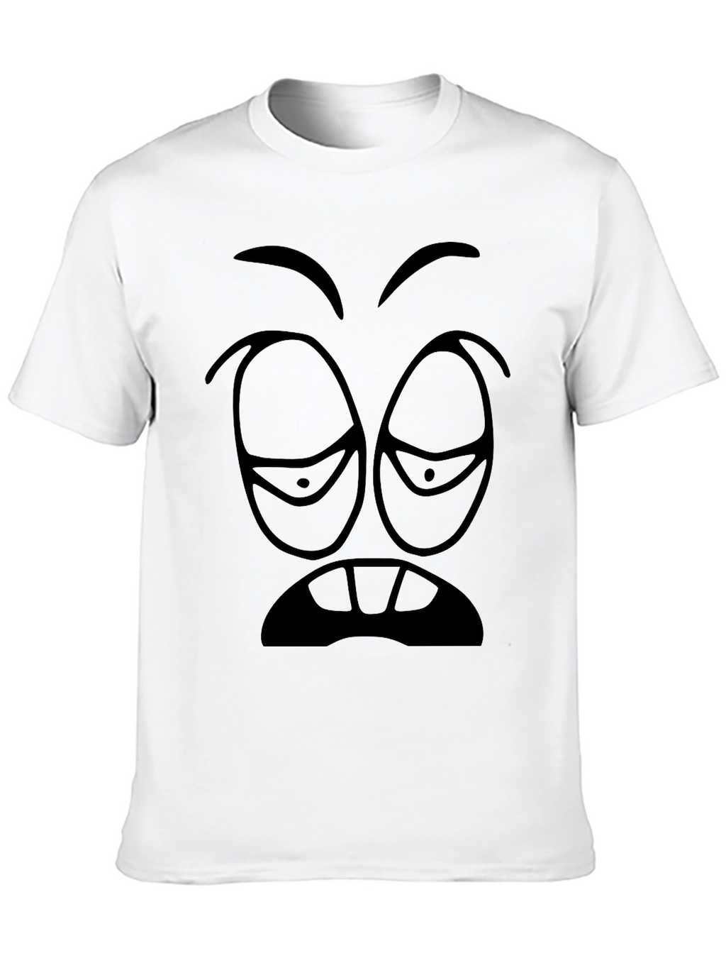 Sleepy Cartoon Face Graphic Tee - Black