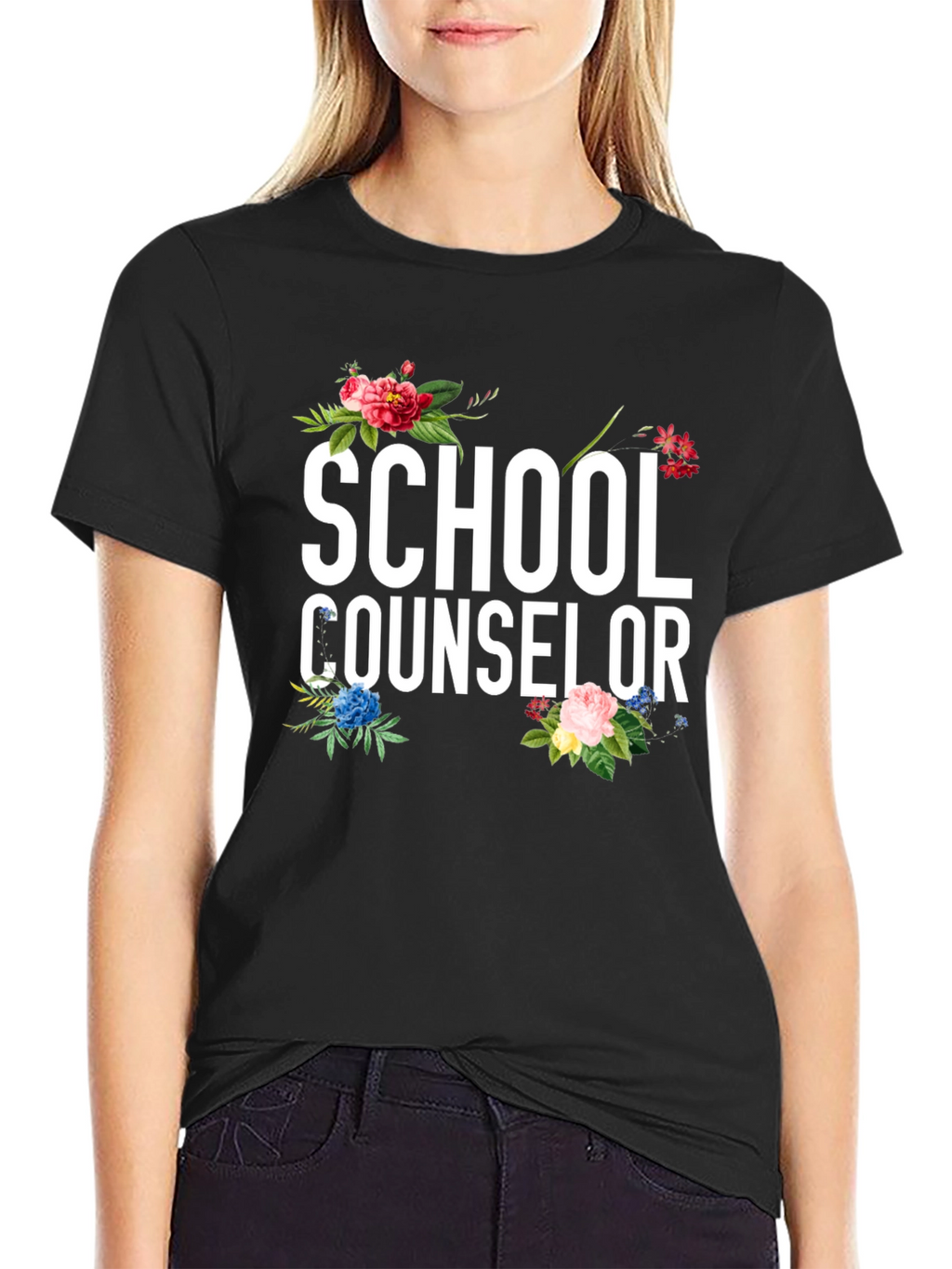 School Counselor Floral Graphic Tee