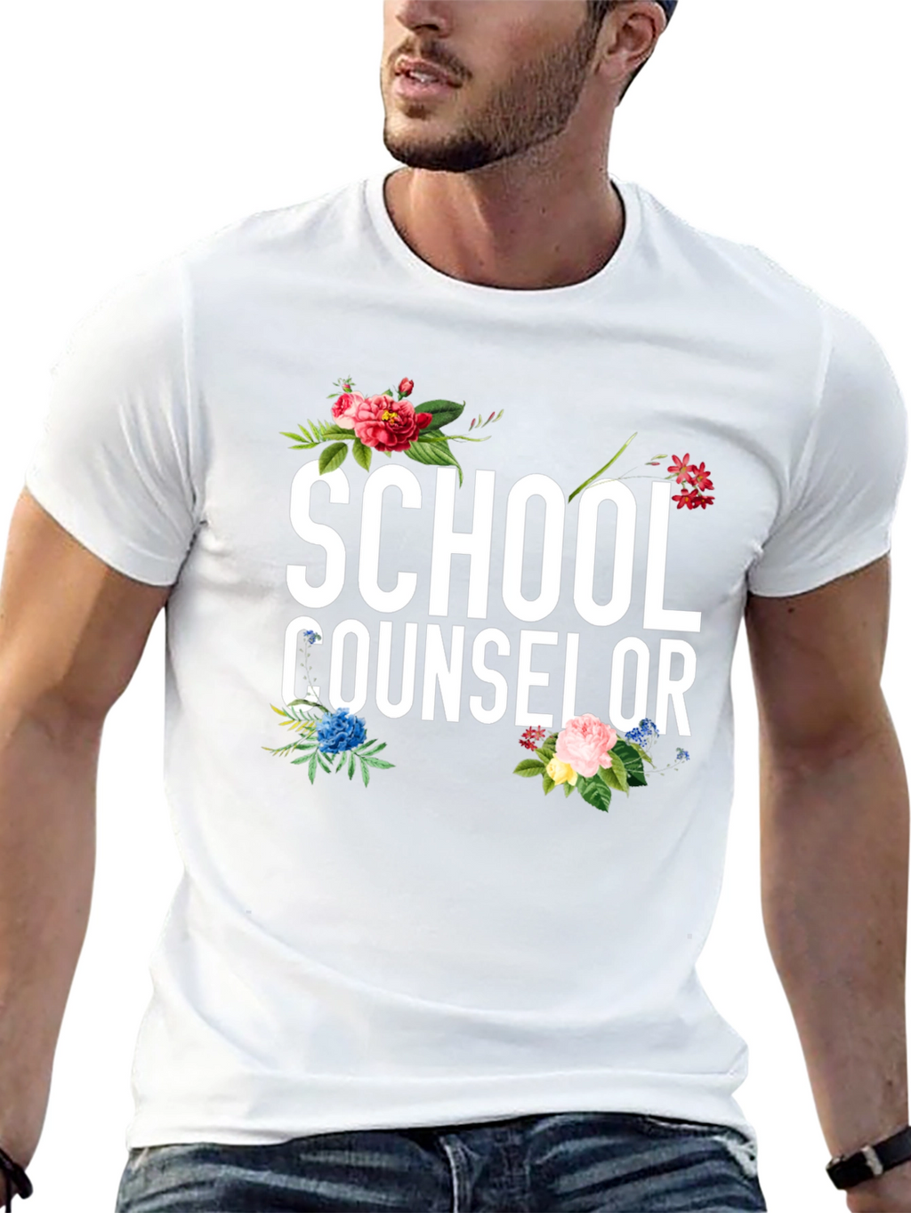 School Counselor Floral Graphic Tee