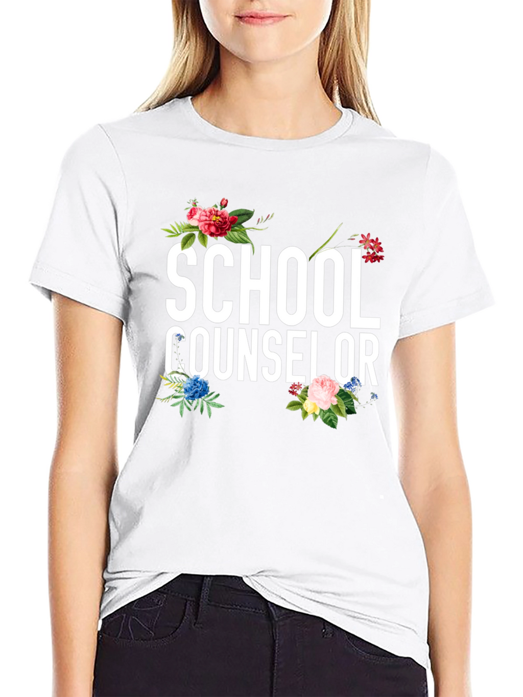 School Counselor Floral Graphic Tee