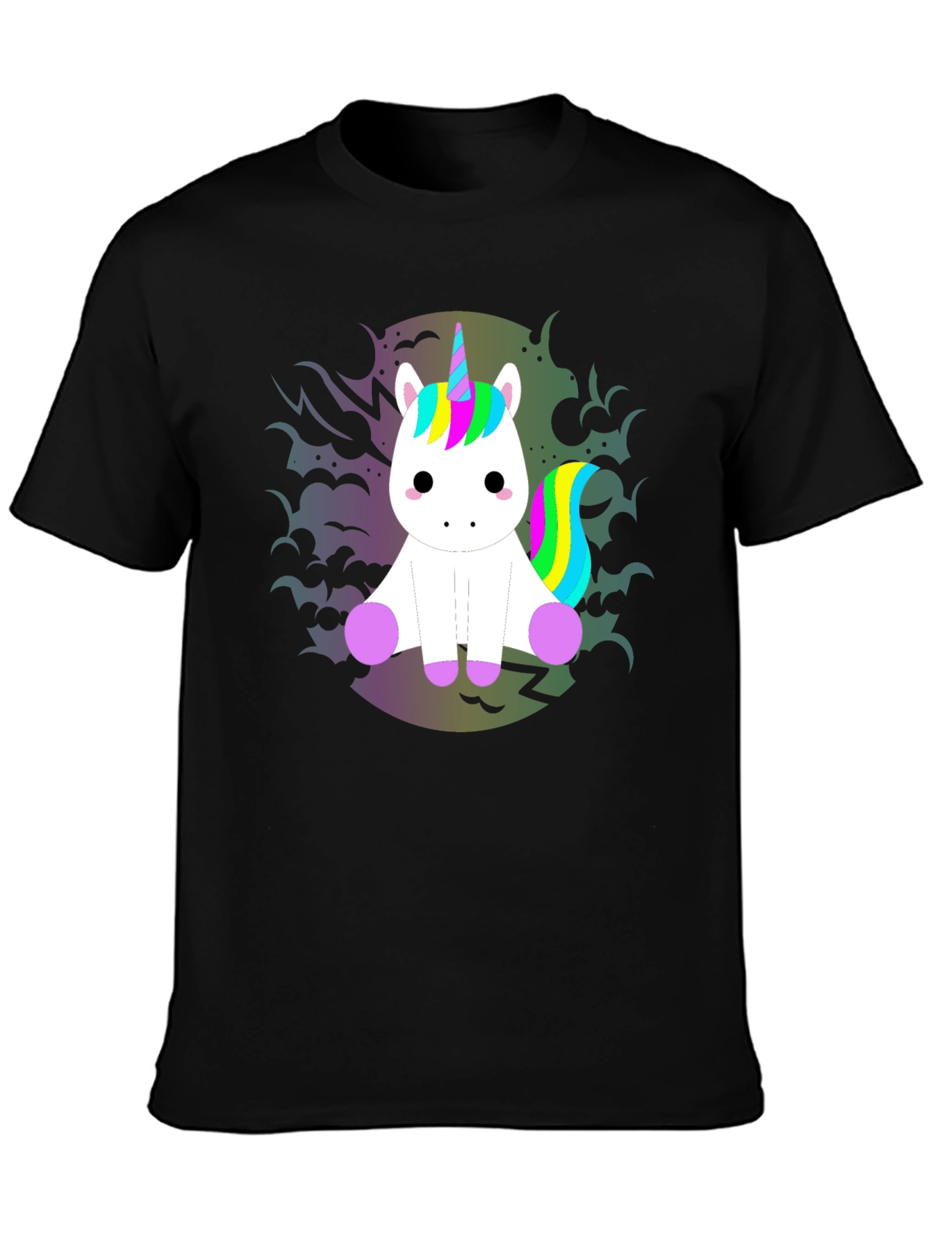 Unicorn Graphic Tee - Black Cotton T-Shirt