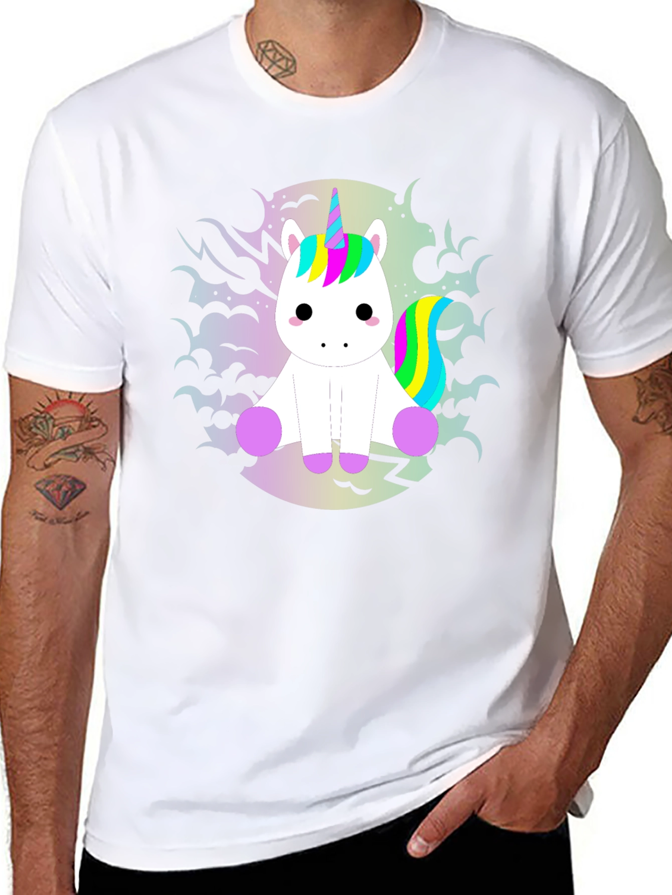 Unicorn Graphic Tee - Black Cotton T-Shirt