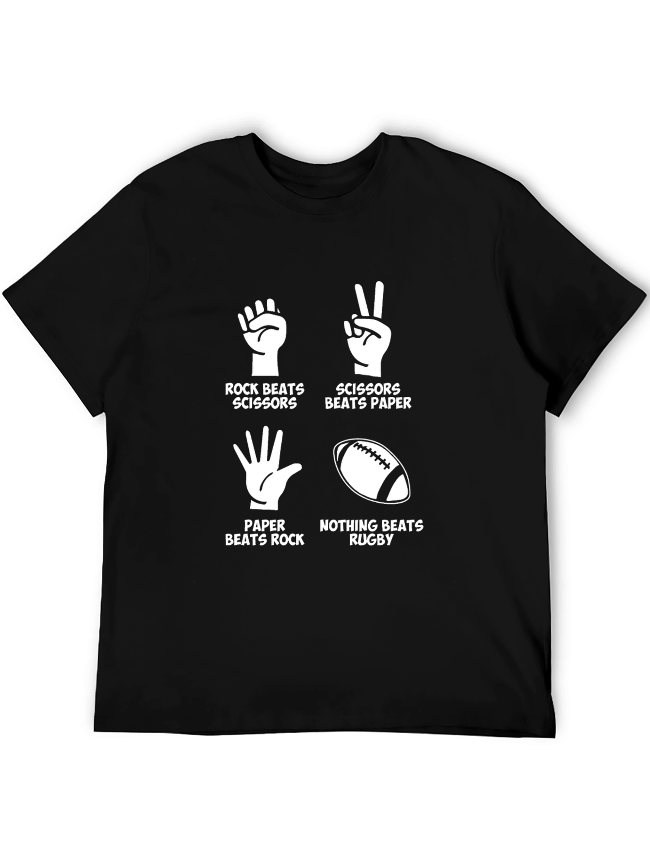 Rock Paper Scissors Rugby Black T-Shirt
