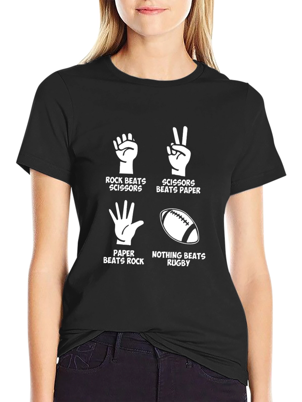 Rock Paper Scissors Rugby Black T-Shirt