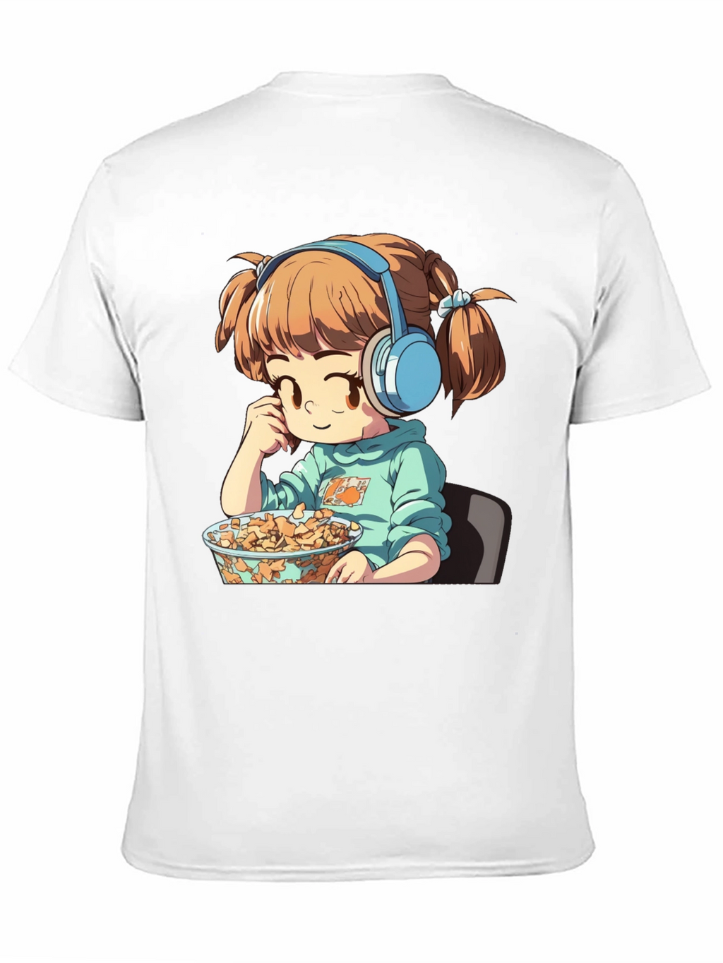 Anime Girl on Black T-Shirt