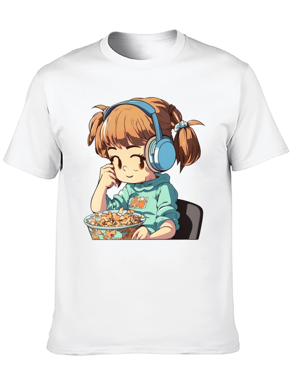 Anime Girl on Black T-Shirt