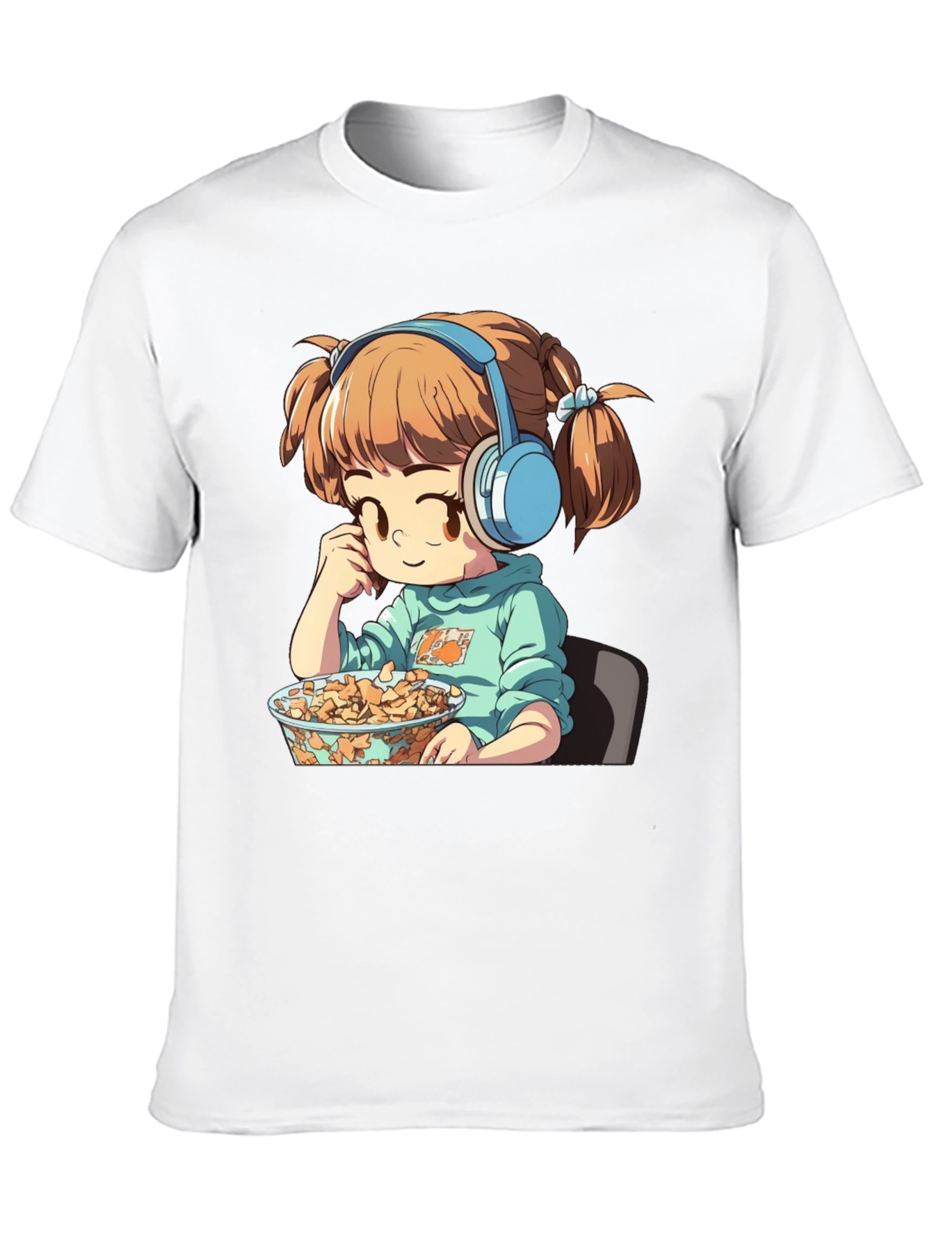 Anime Girl on Black T-Shirt