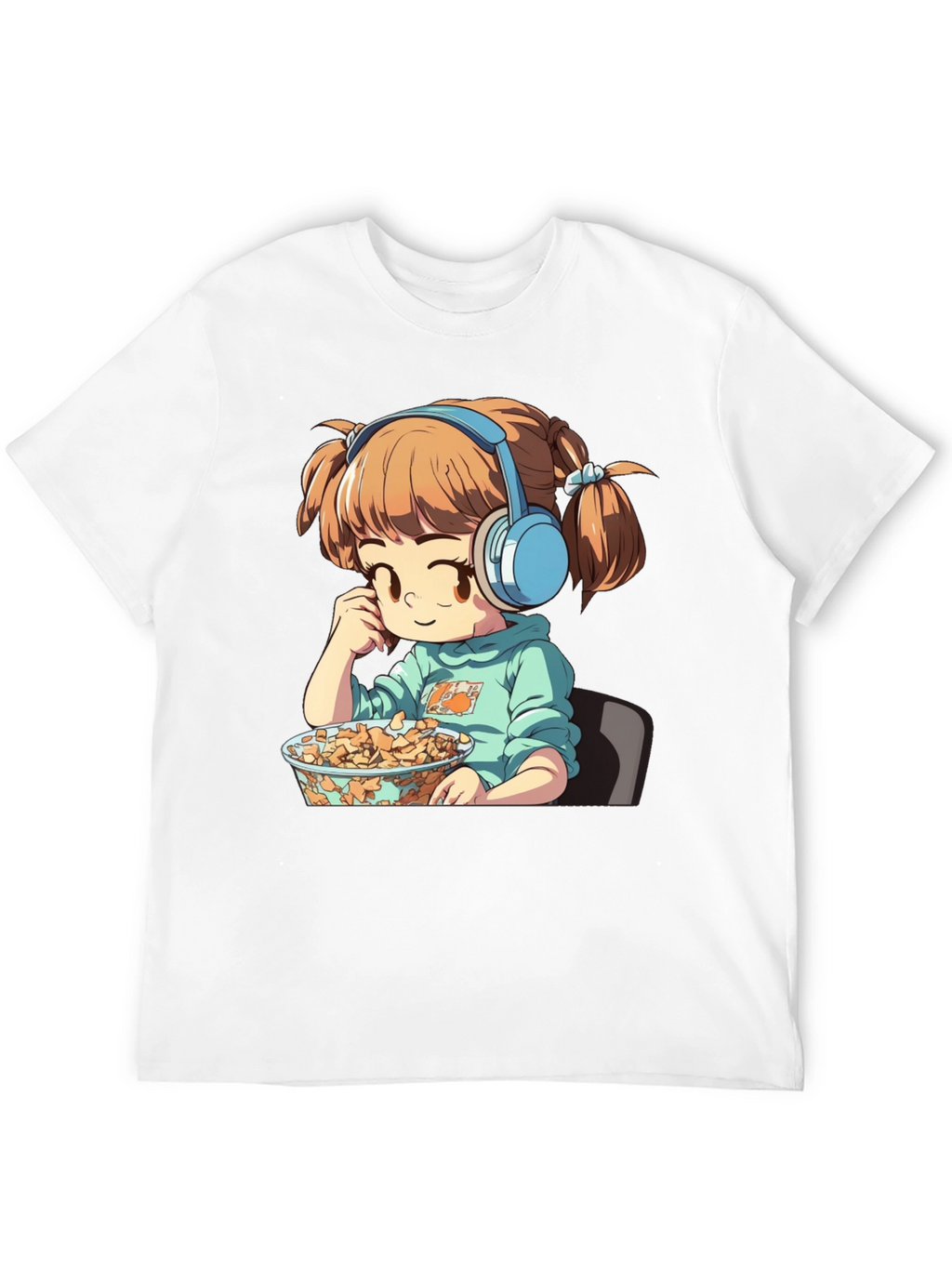 Anime Girl on Black T-Shirt
