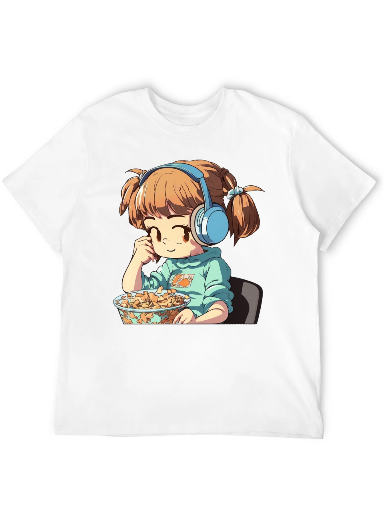 Anime Girl on Black T-Shirt