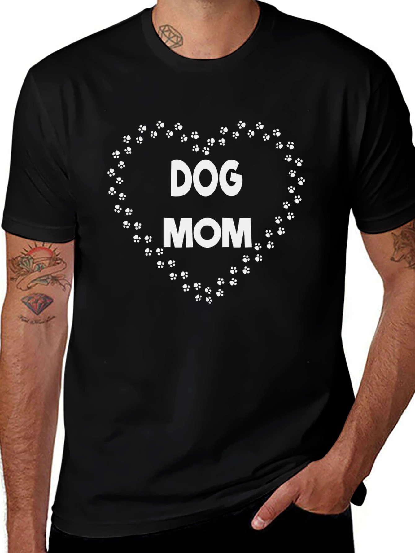 Dog Mom Heart Paw Print T-Shirt
