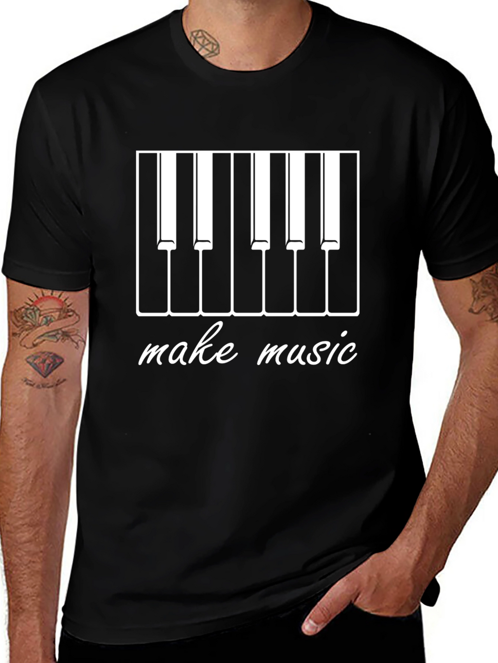 Make Music Piano Keys Graphic Tee - Black Cotton