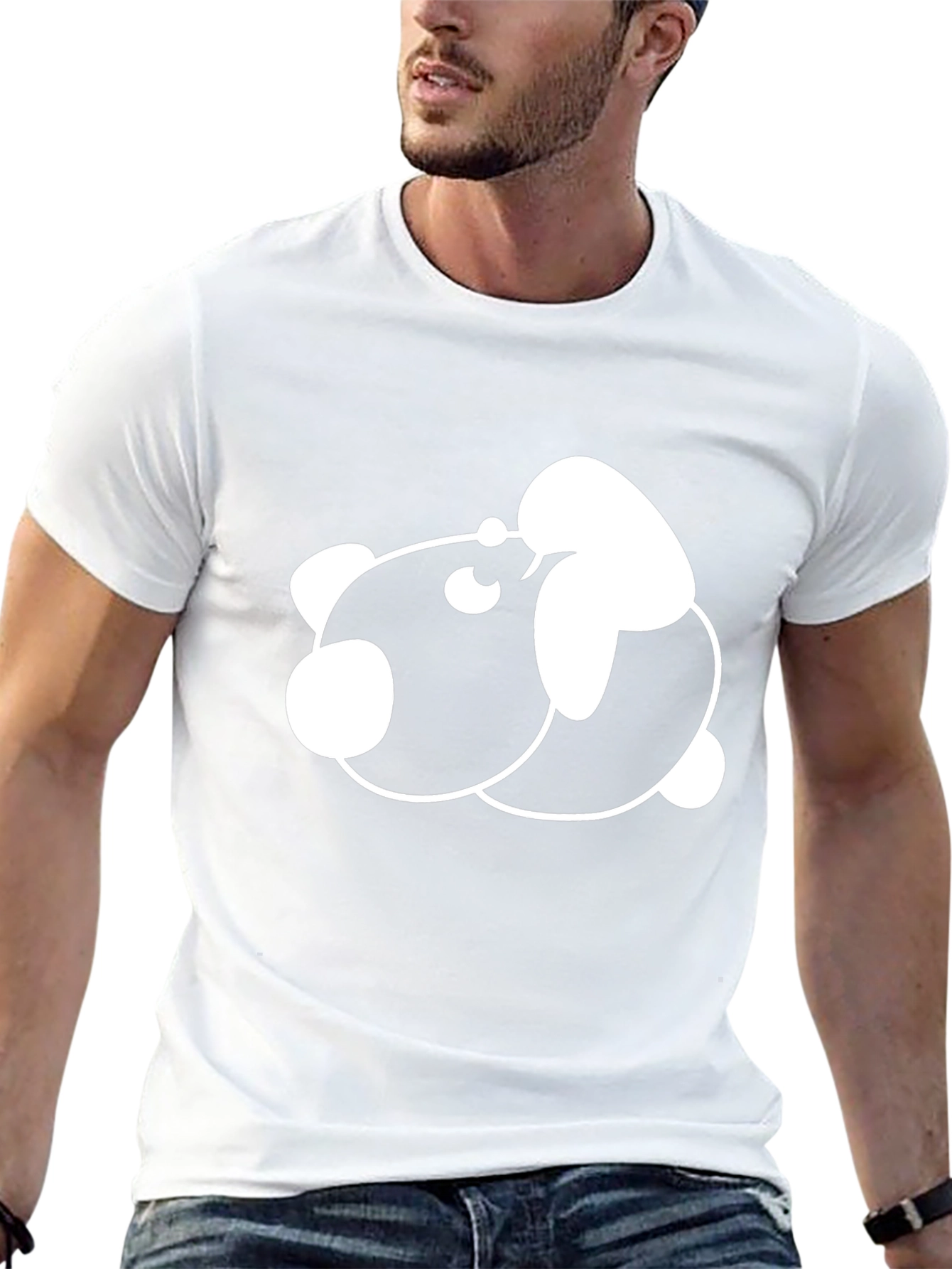 Cute Panda Graphic Print Black T-Shirt