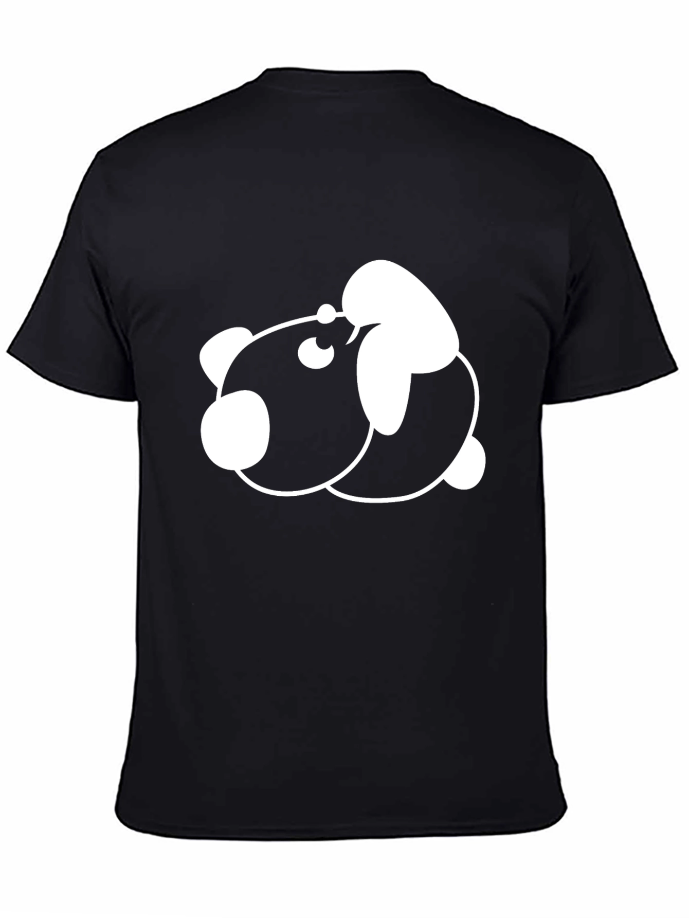 Cute Panda Graphic Print Black T-Shirt