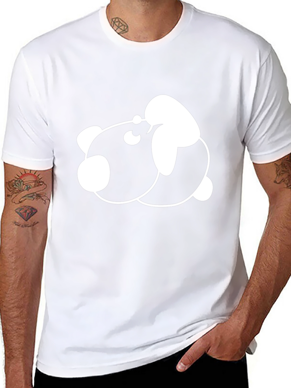 Cute Panda Graphic Print Black T-Shirt