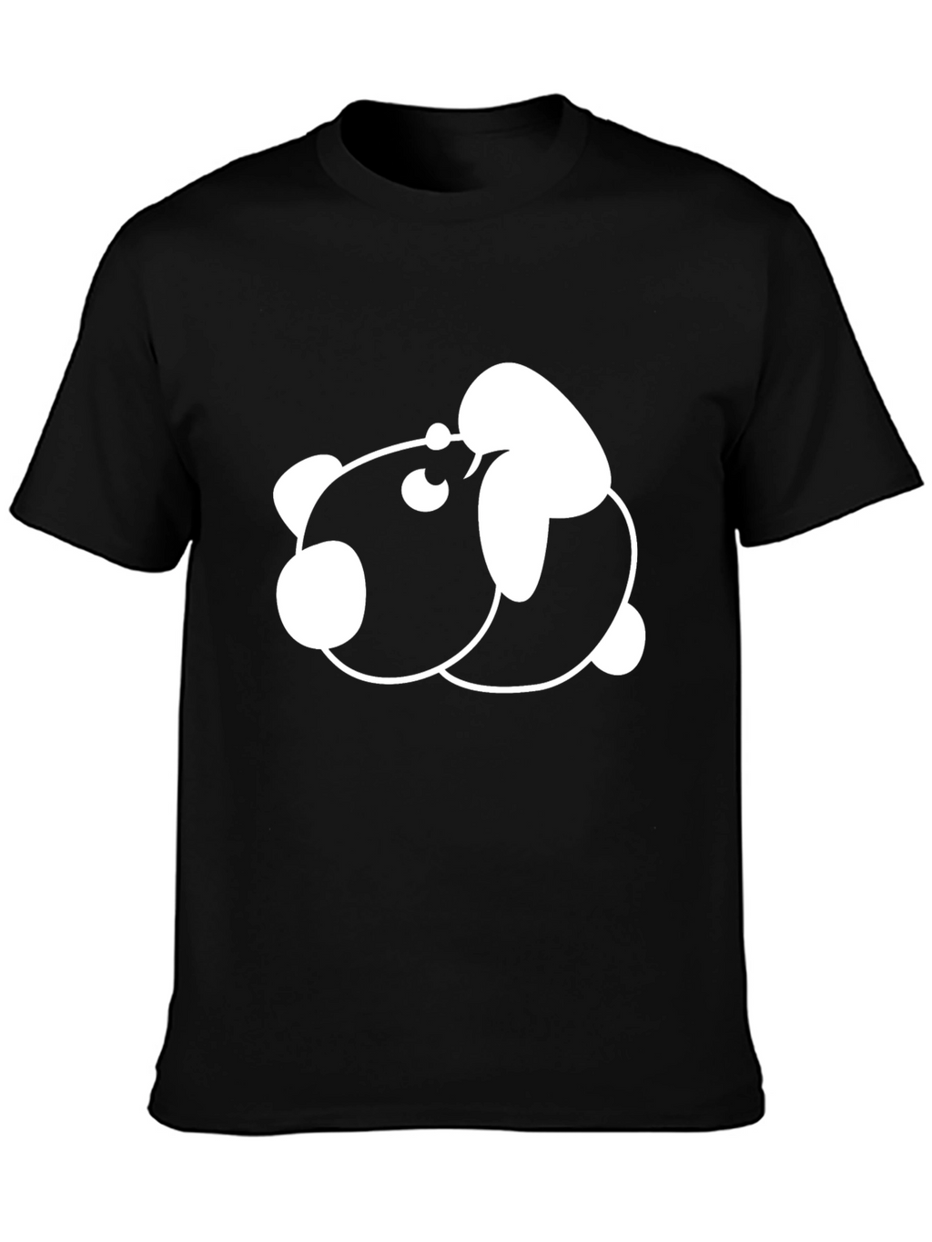 Cute Panda Graphic Print Black T-Shirt