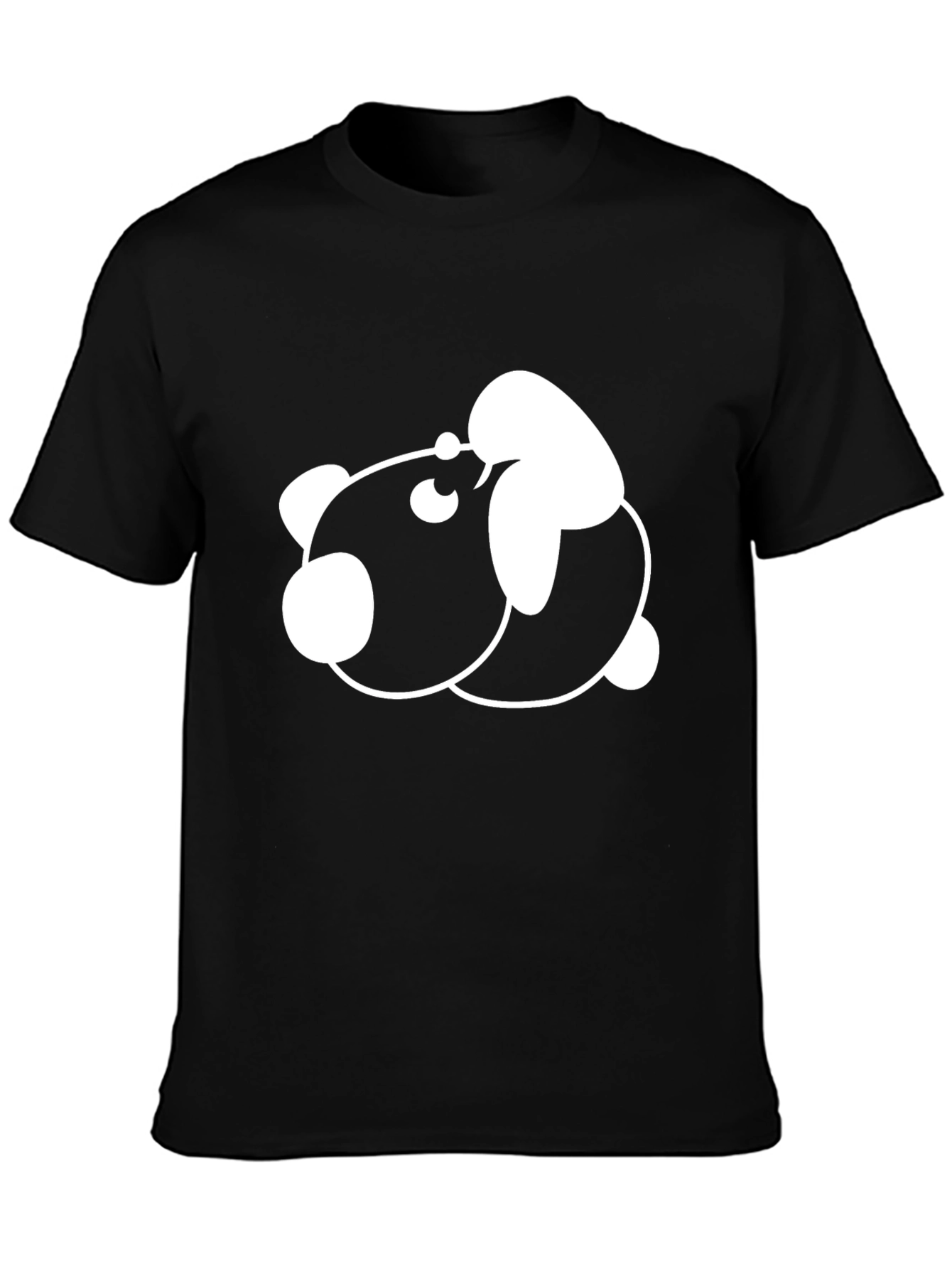 Cute Panda Graphic Print Black T-Shirt