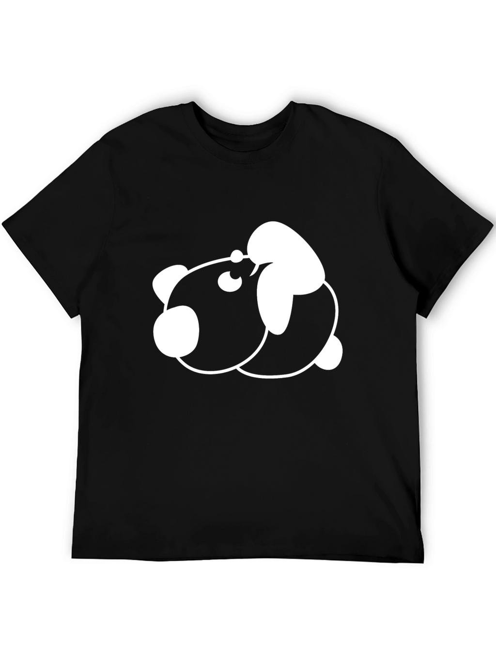 Cute Panda Graphic Print Black T-Shirt