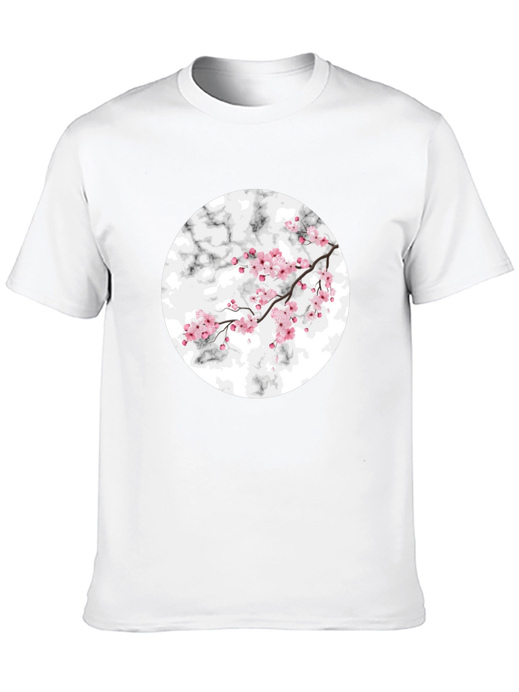 Cherry Blossom Marble Graphic Black T-Shirt