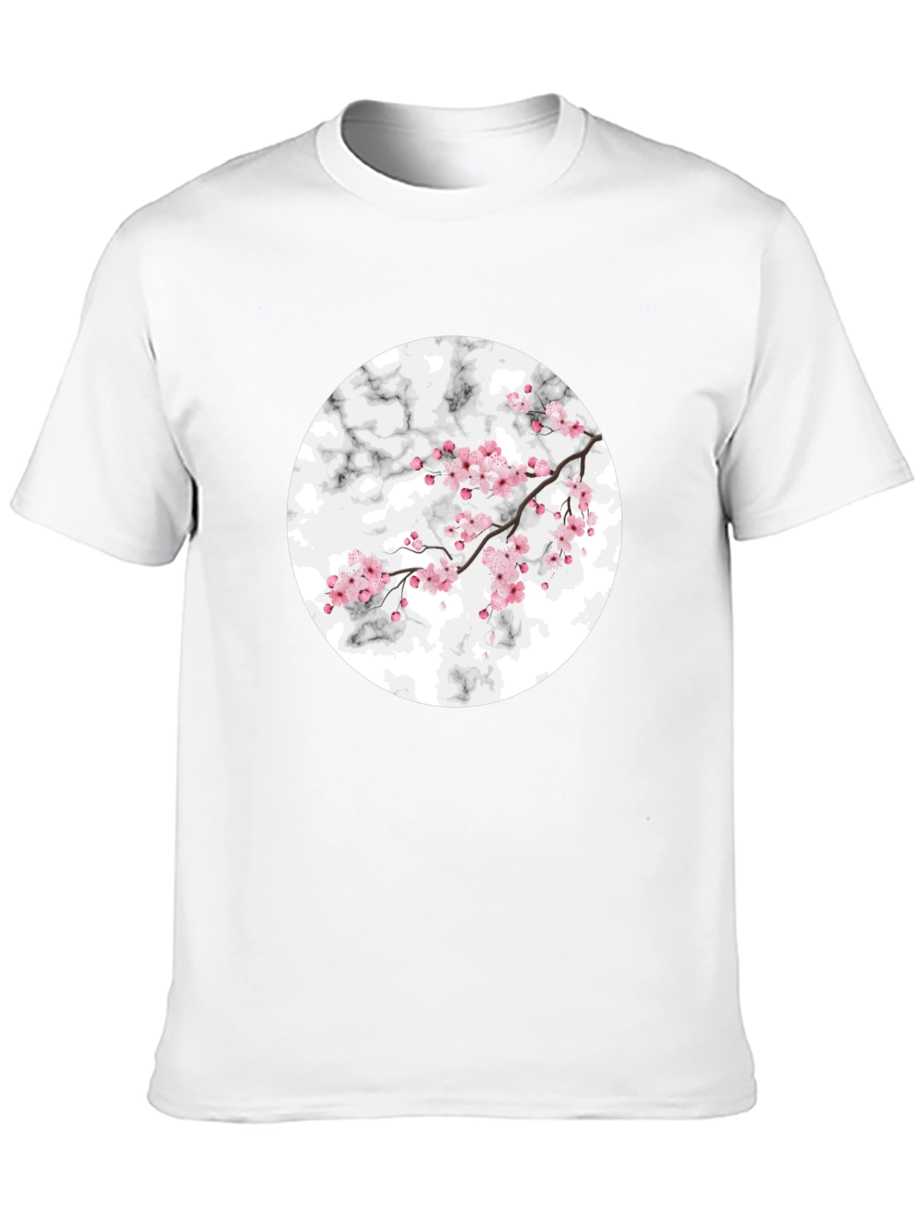 Cherry Blossom Marble Graphic Black T-Shirt