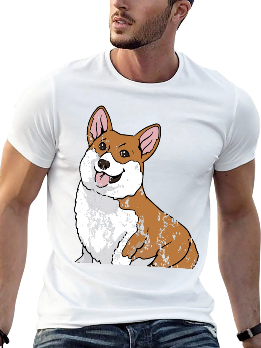 Corgi Dog Graphic Black T-Shirt