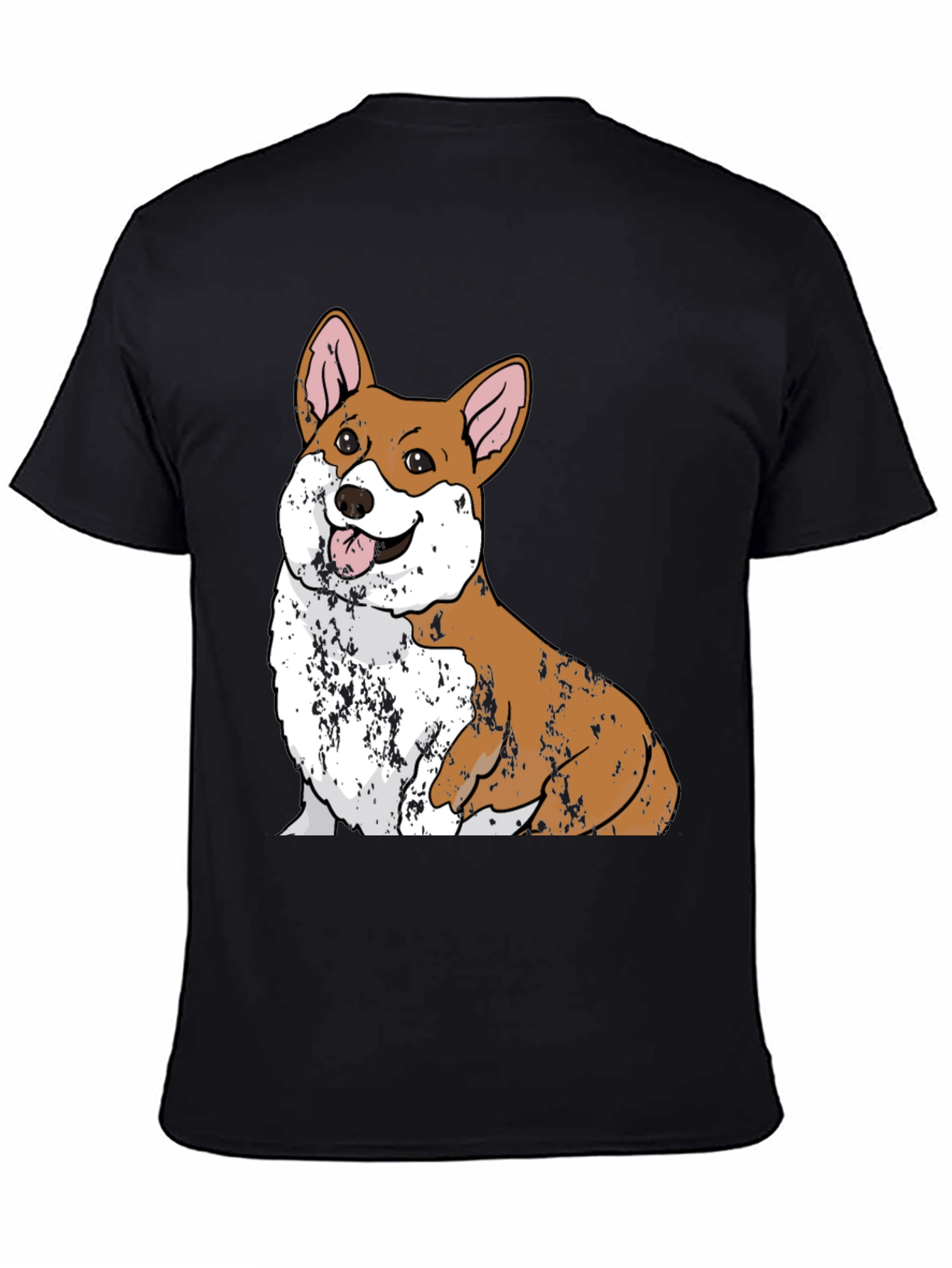 Corgi Dog Graphic Black T-Shirt