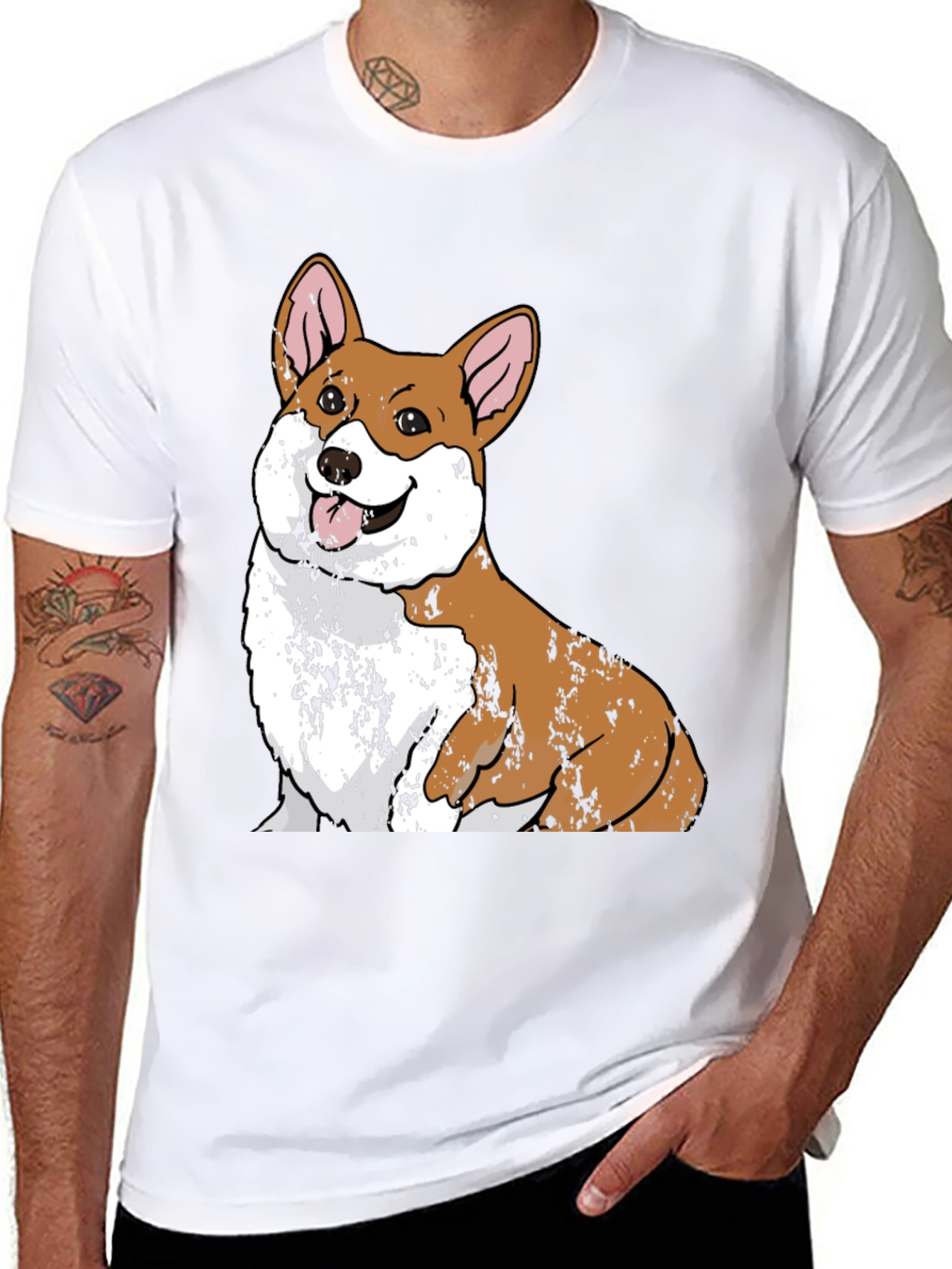 Corgi Dog Graphic Black T-Shirt