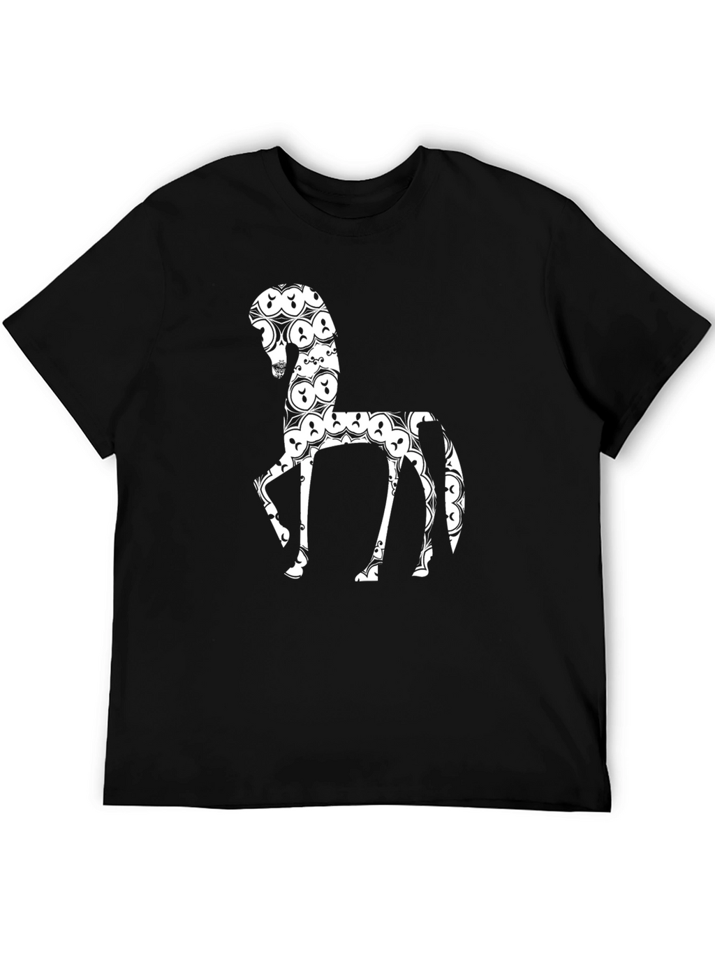 Black Horse T-Shirt - Unique Pattern Design