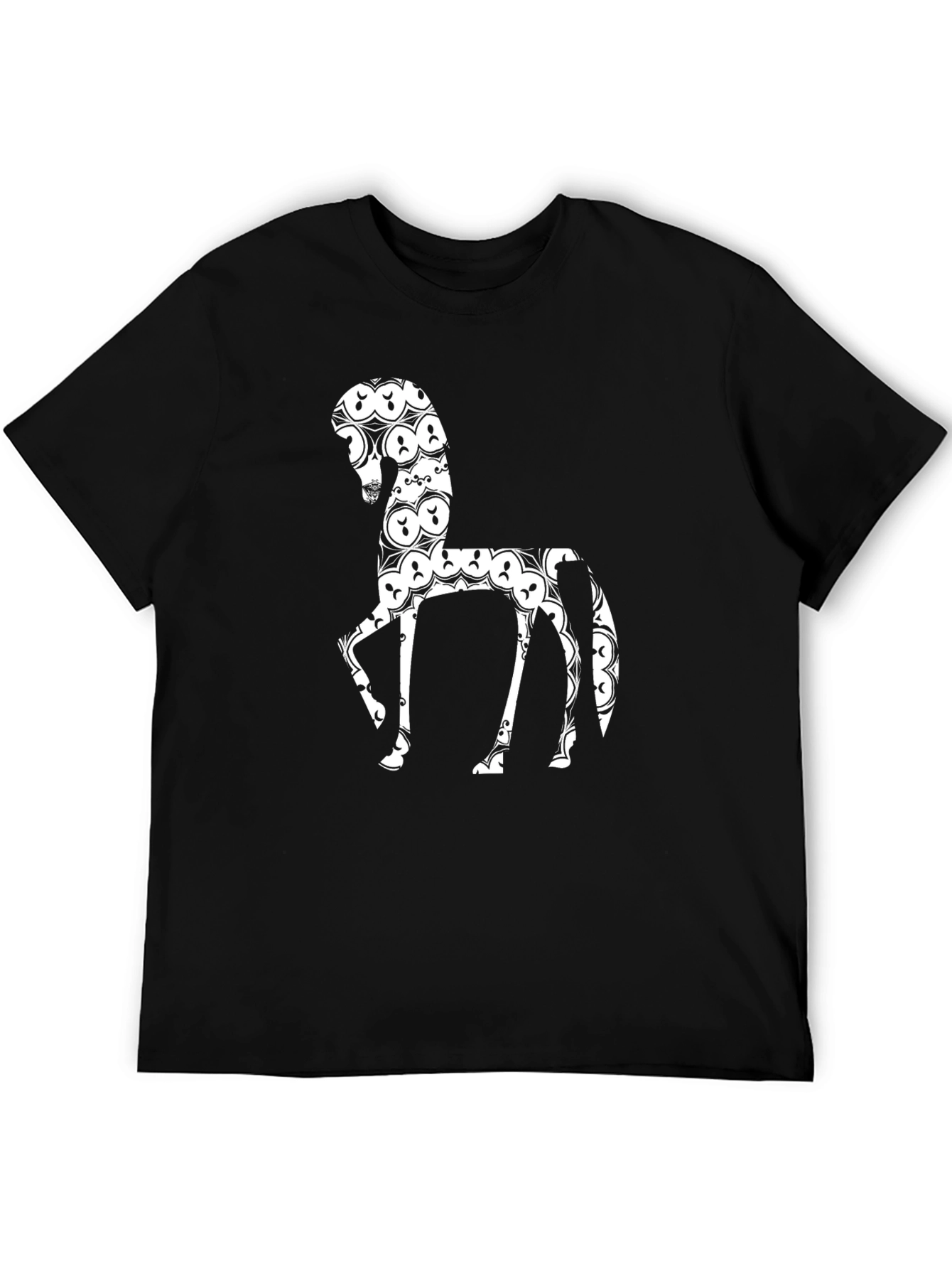 Black Horse T-Shirt - Unique Pattern Design