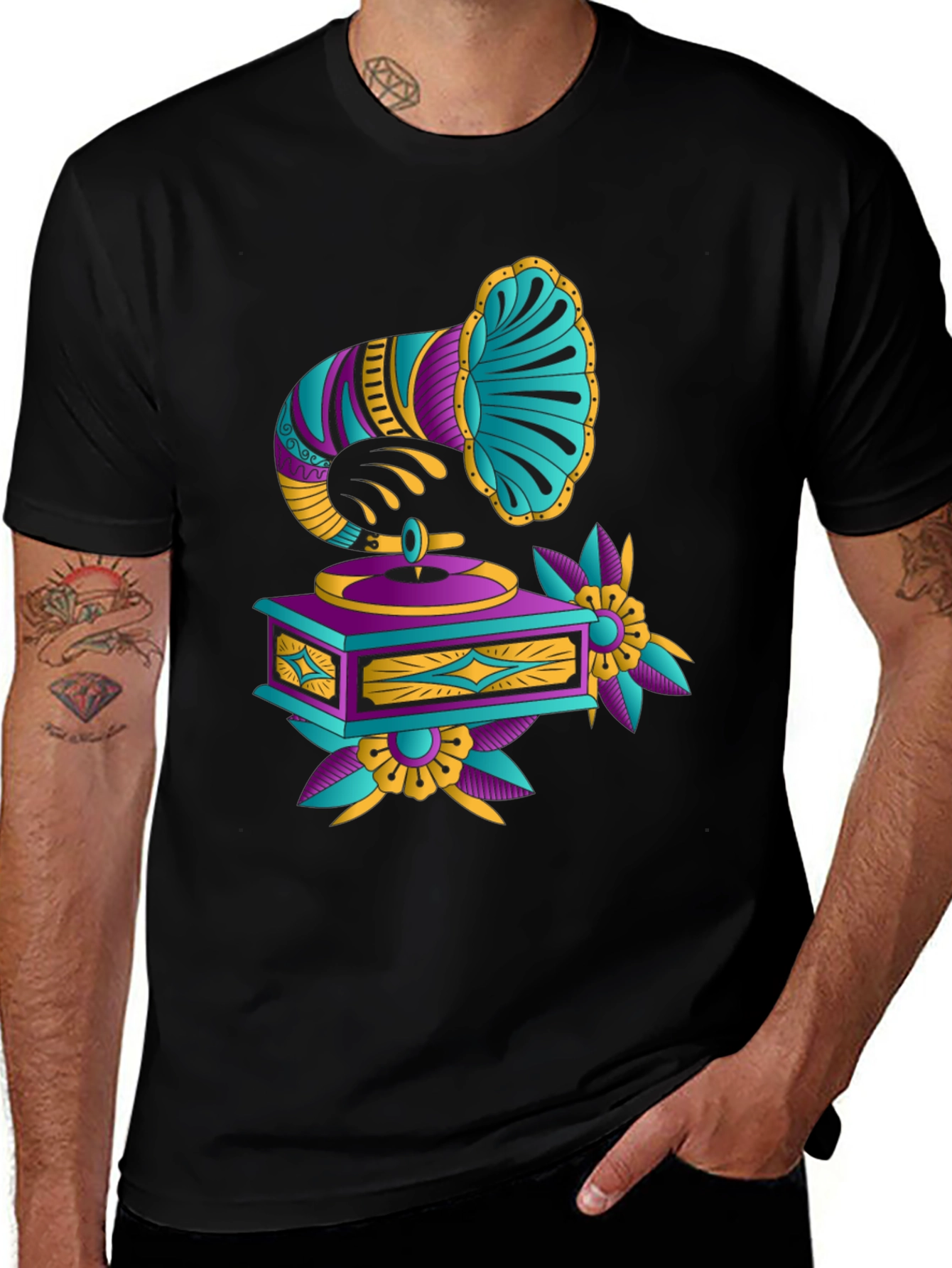 Retro Gramophone T-Shirt - Vintage Music Style