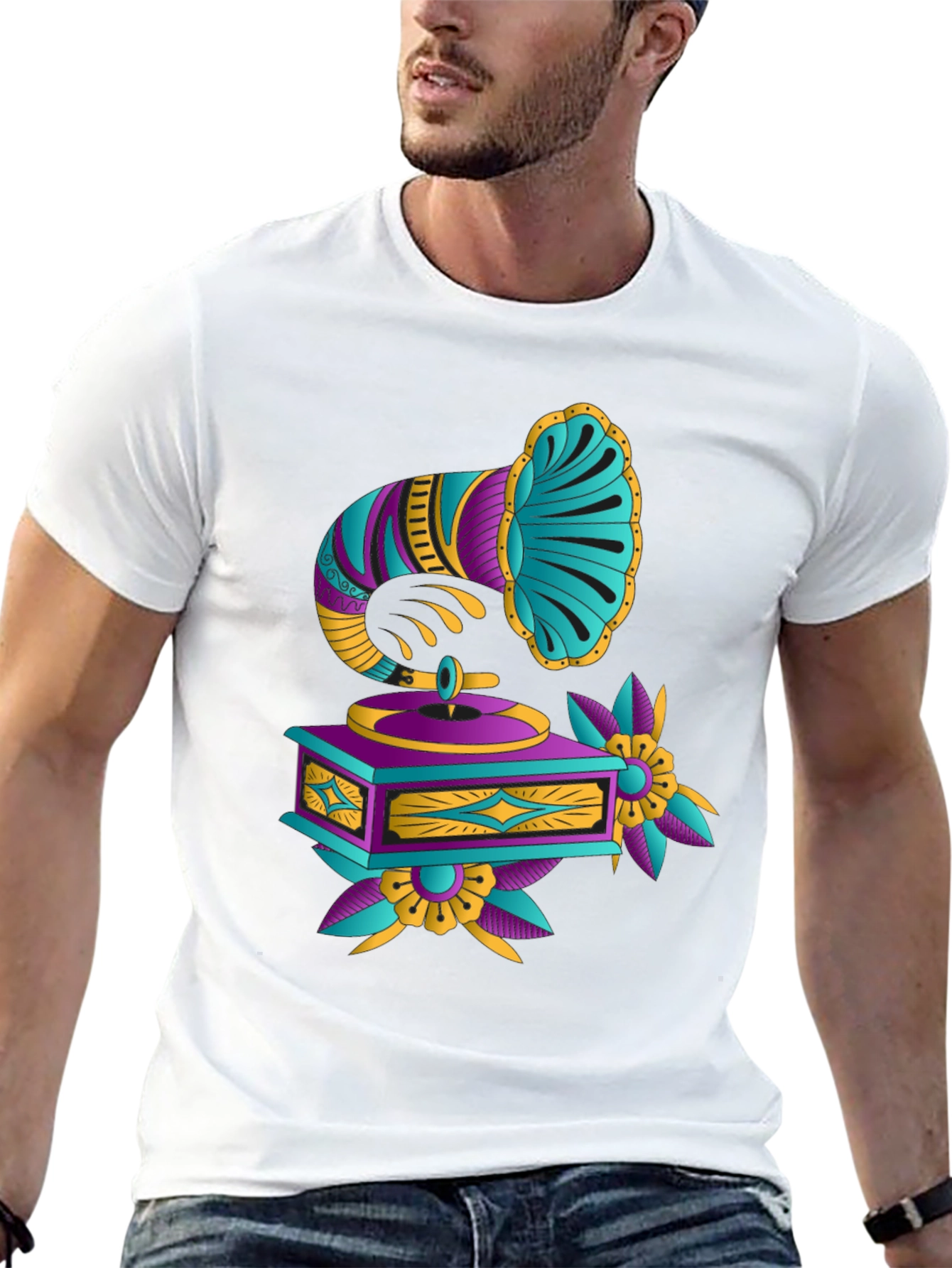 Retro Gramophone T-Shirt - Vintage Music Style