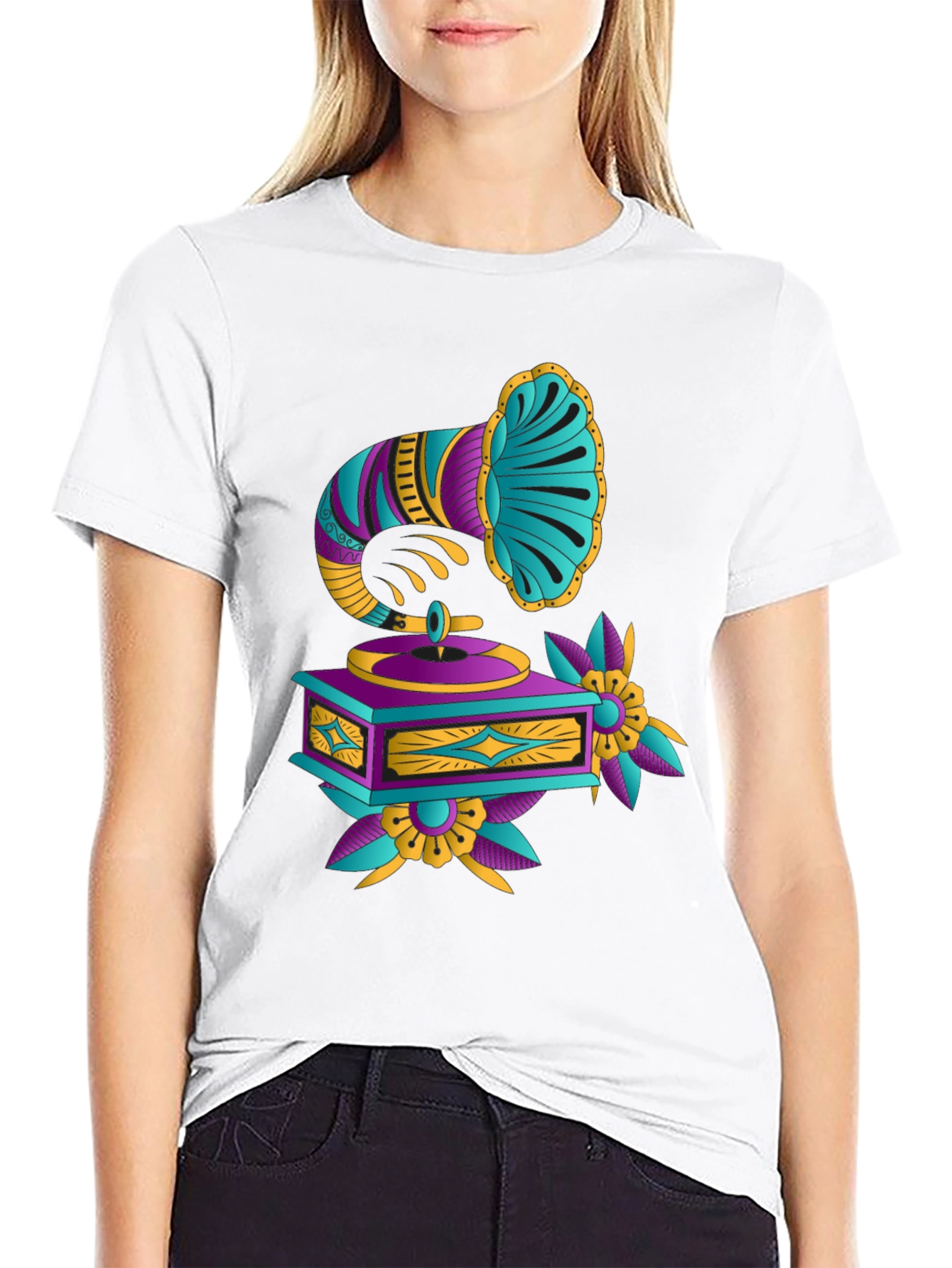 Retro Gramophone T-Shirt - Vintage Music Style