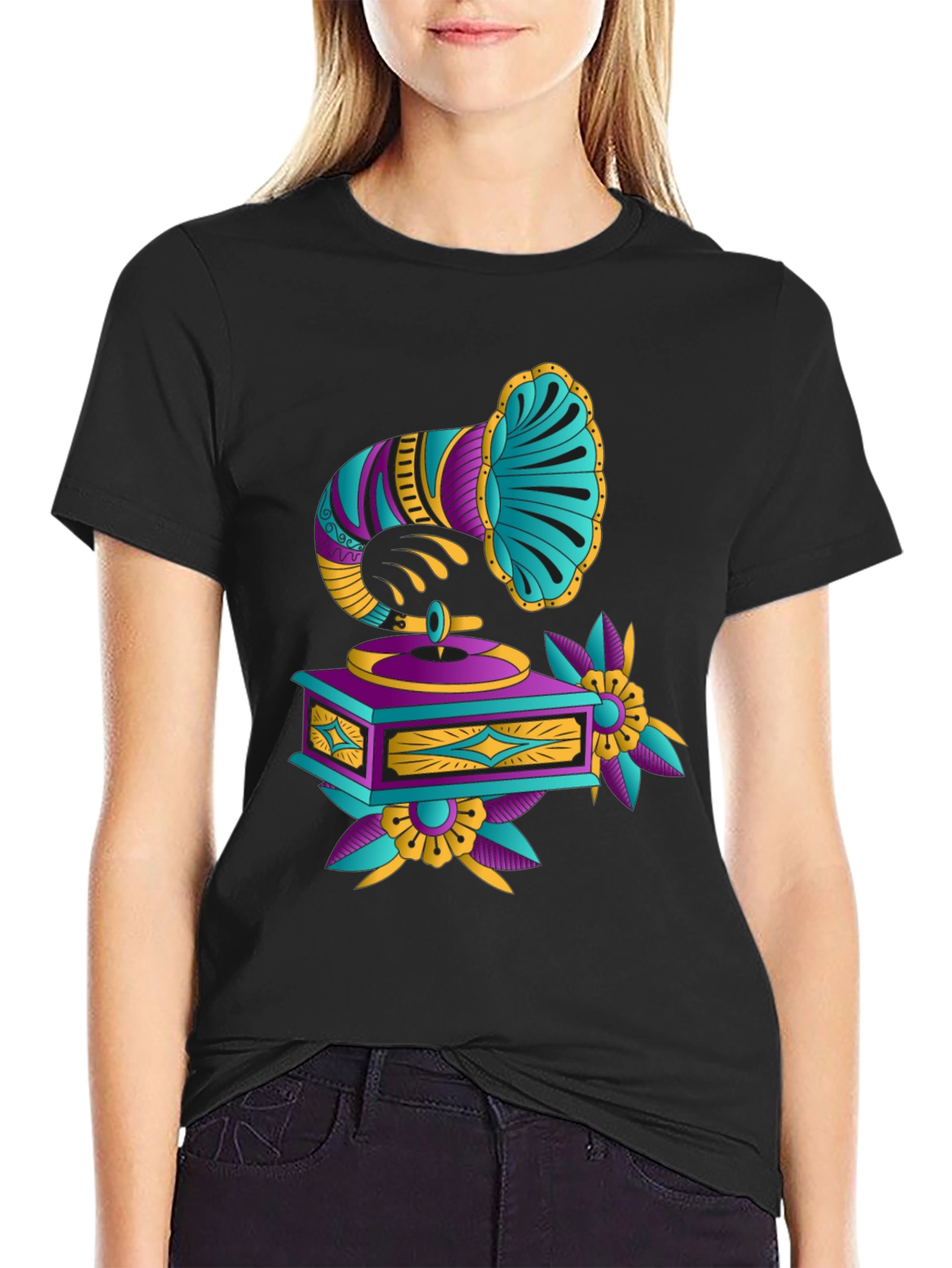 Retro Gramophone T-Shirt - Vintage Music Style