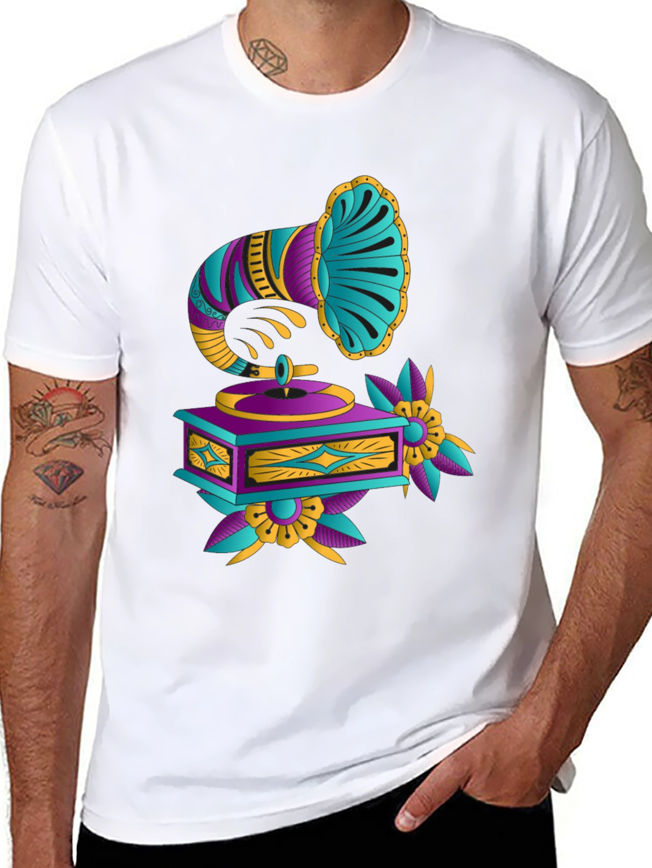 Retro Gramophone T-Shirt - Vintage Music Style