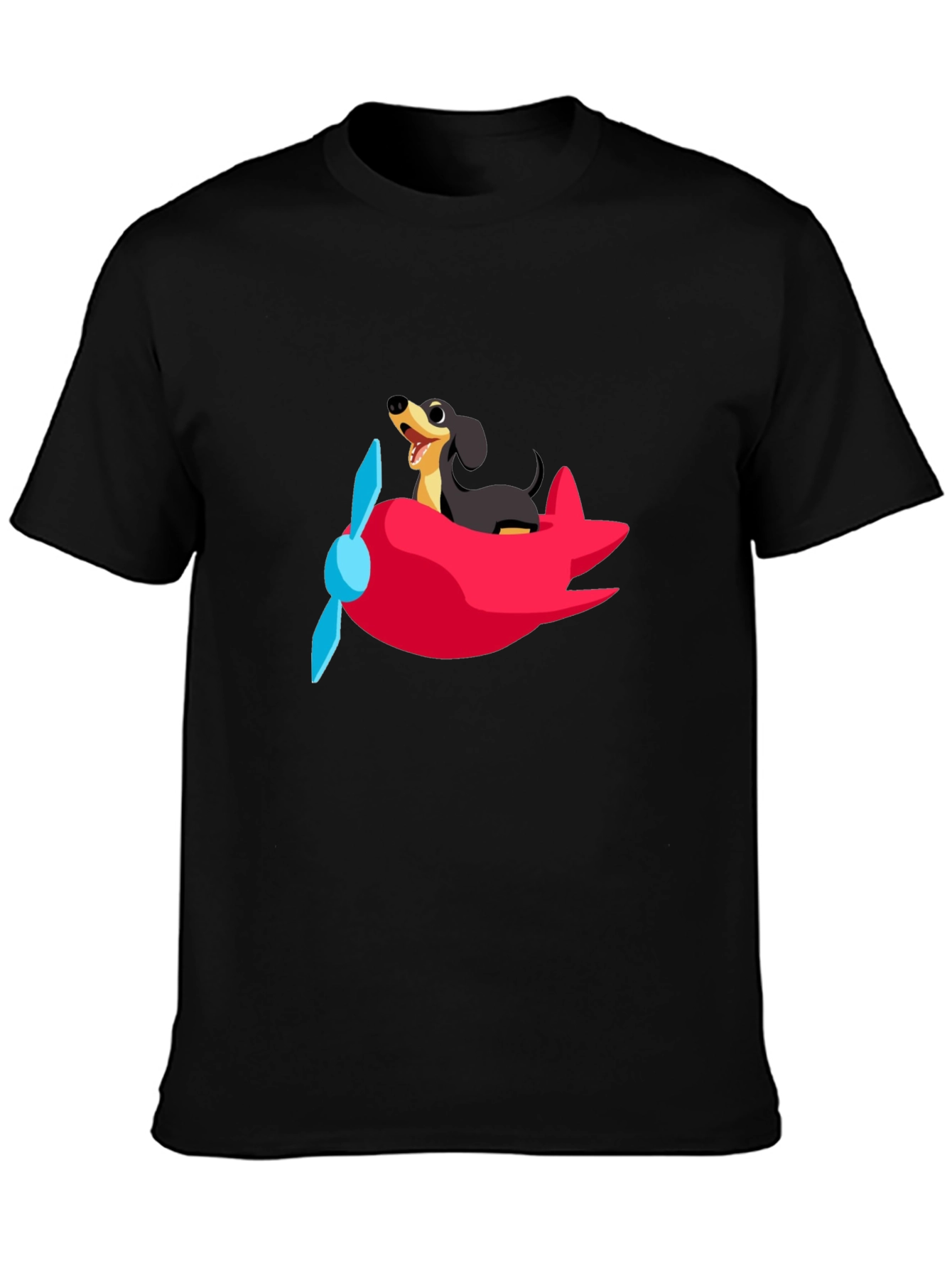 Dog Pilot T-Shirt - Cute Dachshund Flying Plane Tee