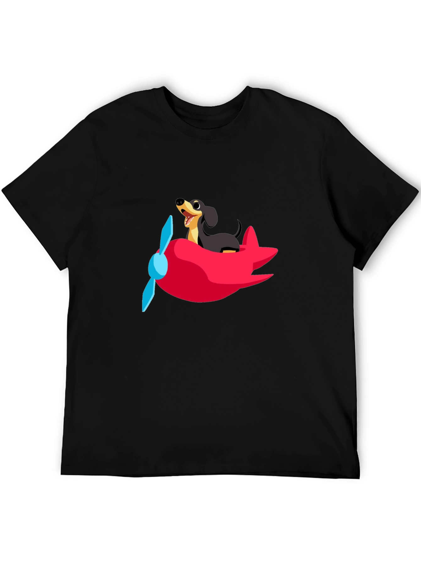 Dog Pilot T-Shirt - Cute Dachshund Flying Plane Tee