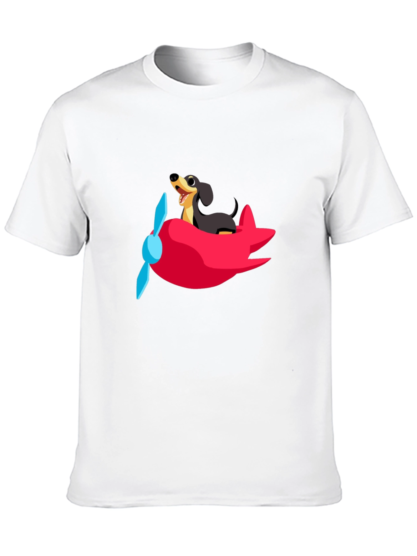 Dog Pilot T-Shirt - Cute Dachshund Flying Plane Tee