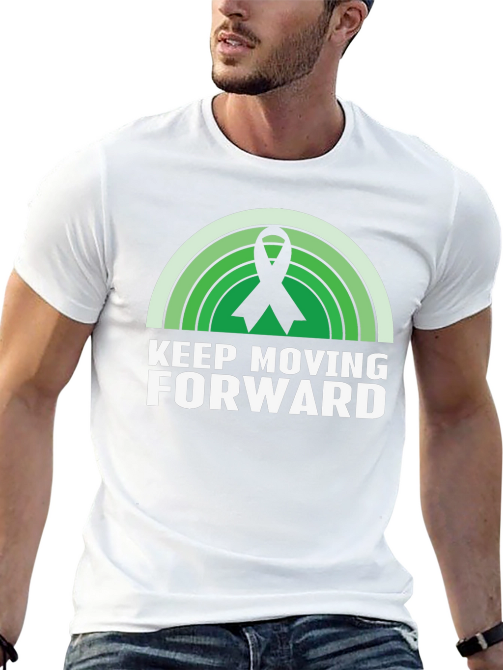 Keep Moving Forward Ribbon Graphic T-Shirt