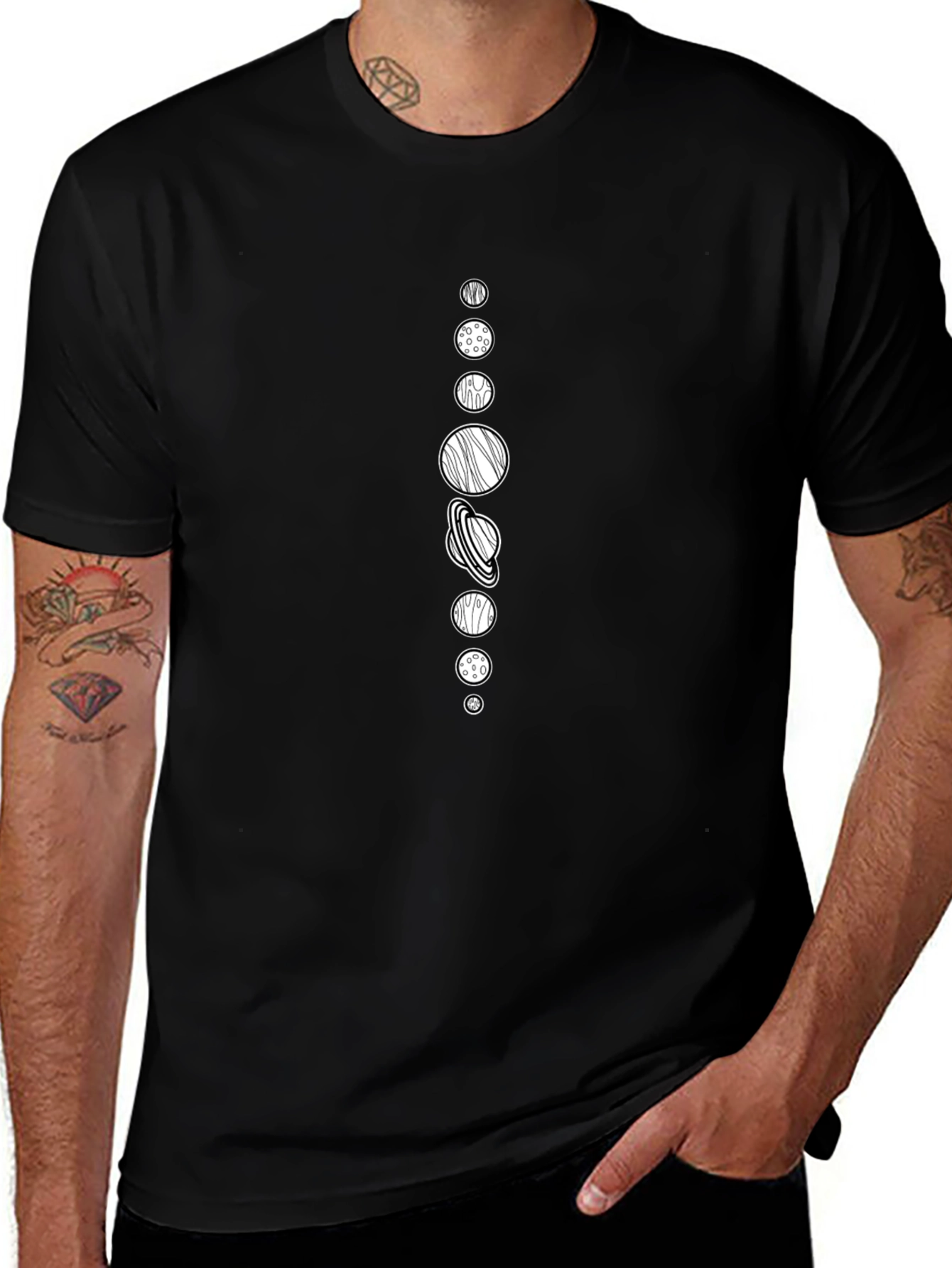 Solar System Graphic Tee - Black Cotton T-Shirt