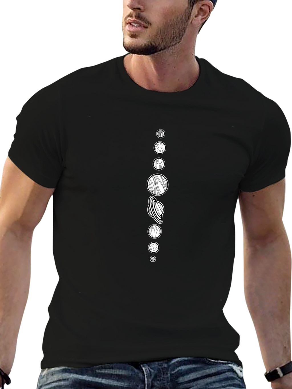 Solar System Graphic Tee - Black Cotton T-Shirt