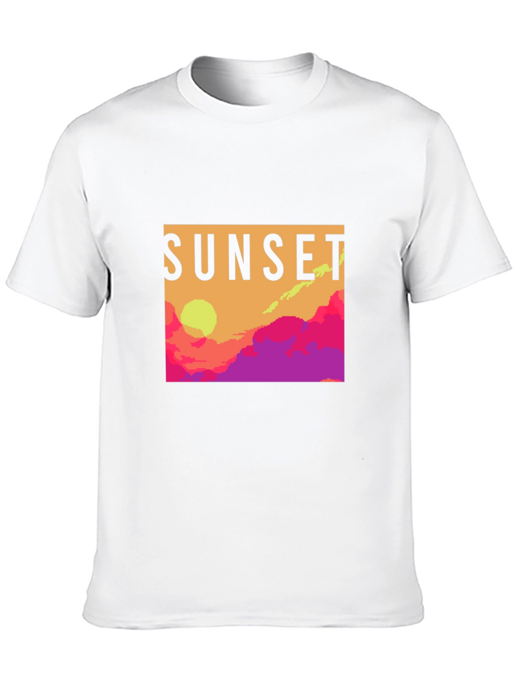 Sunset Graphic Tee - Retro Pixel Art T-Shirt