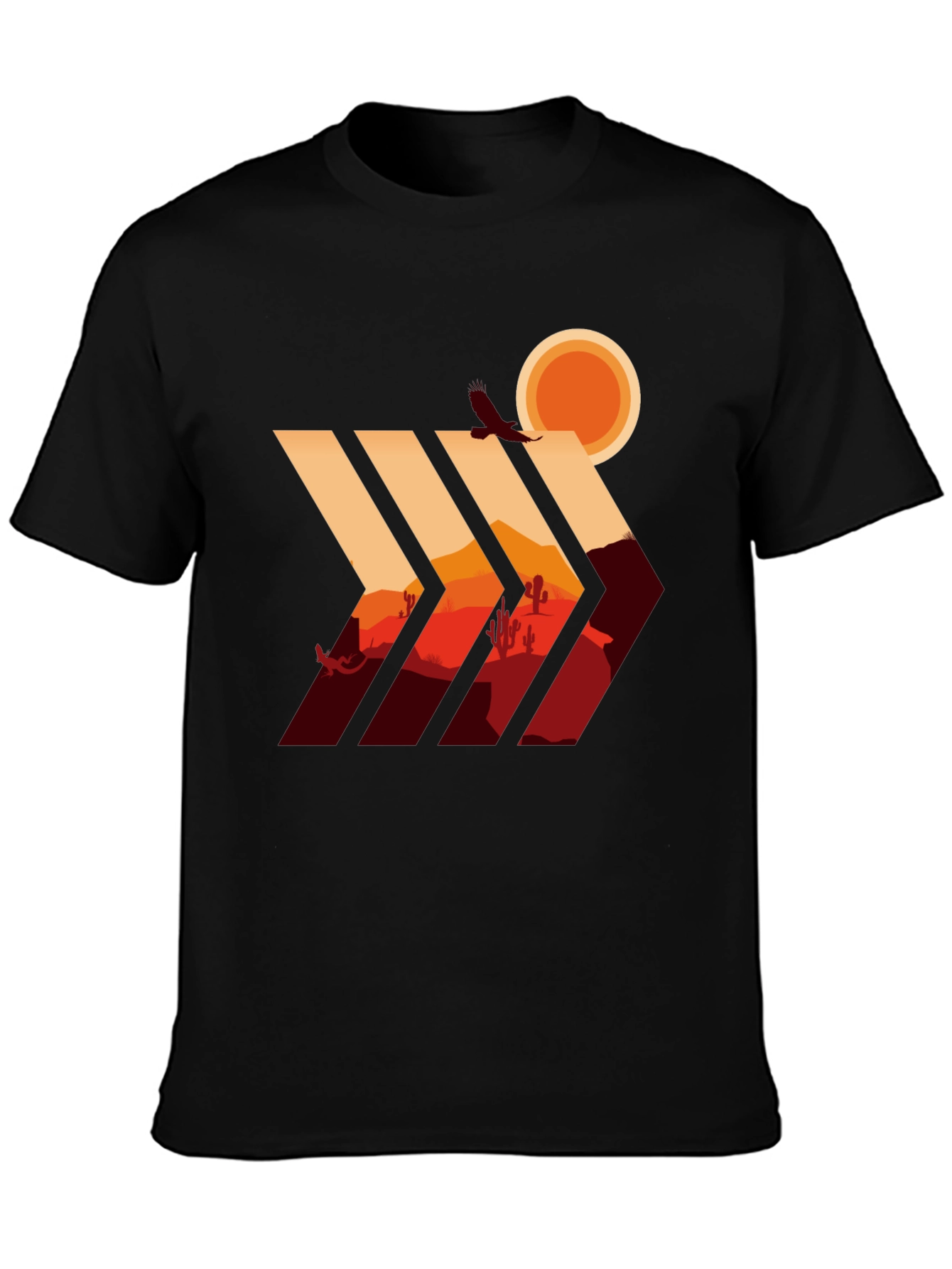 Desert Vista Graphic Tee - Stylish Mens Black T-Shirt