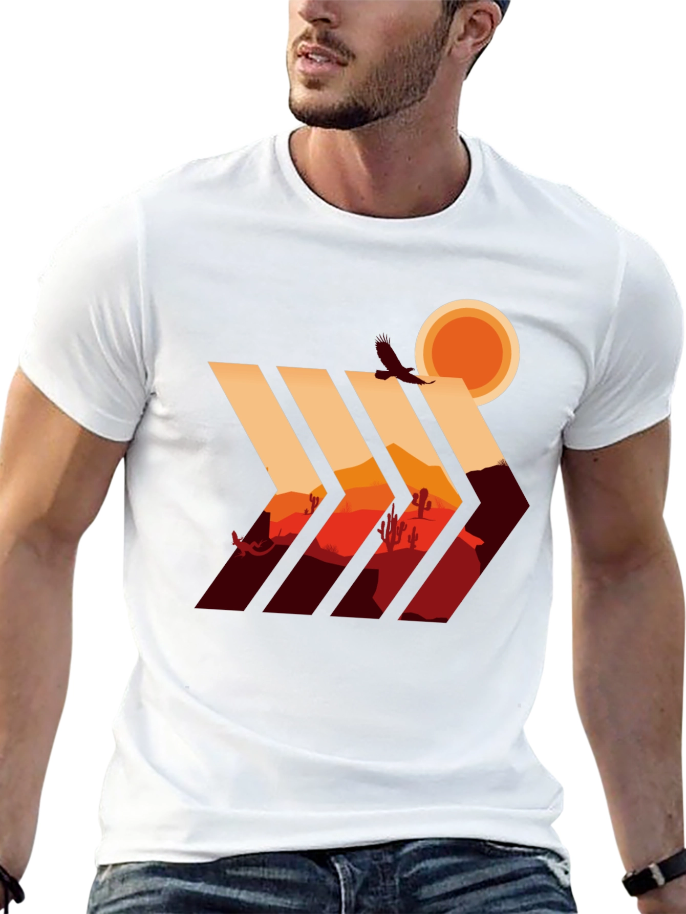 Desert Vista Graphic Tee - Stylish Mens Black T-Shirt