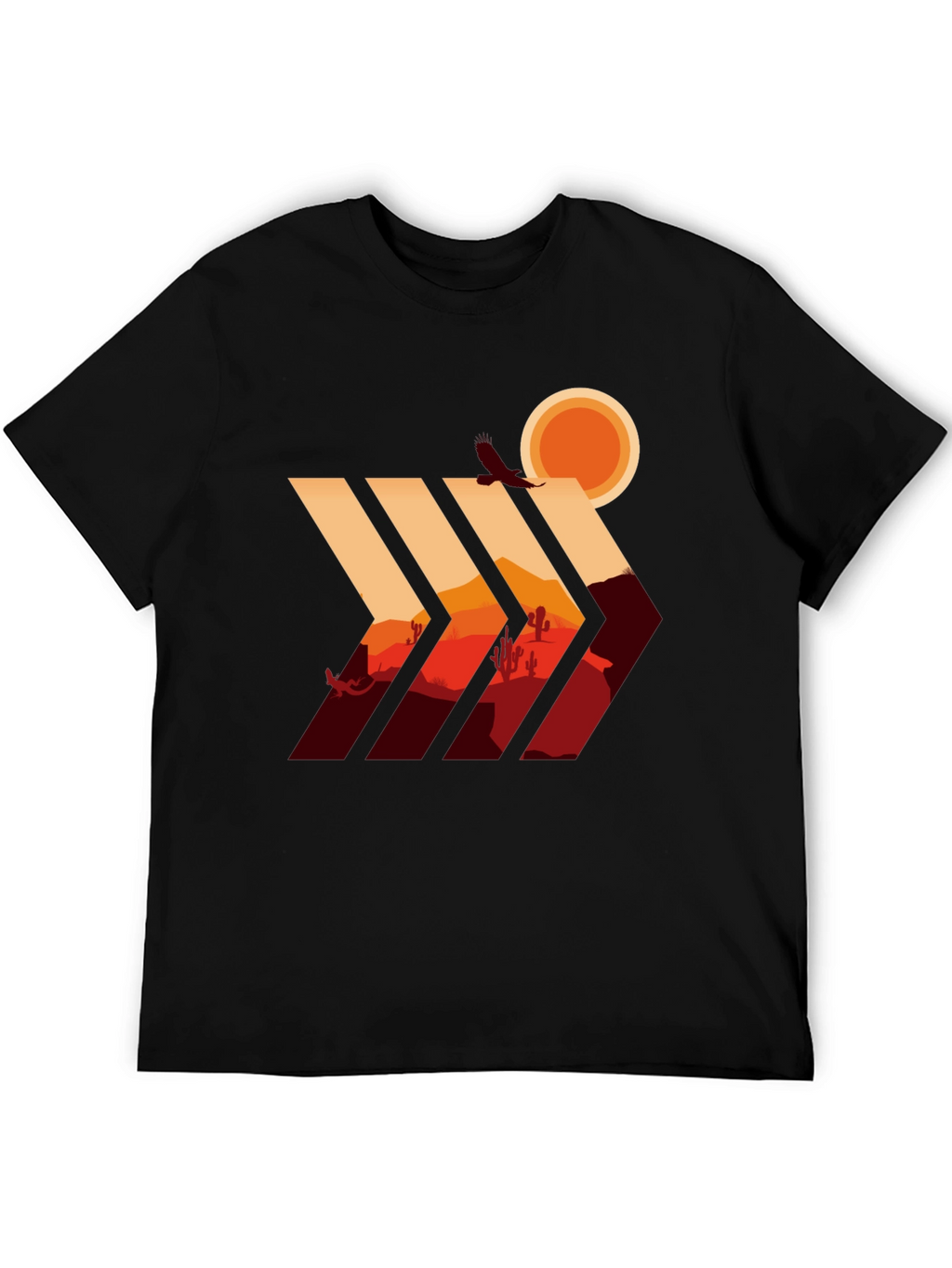 Desert Vista Graphic Tee - Stylish Mens Black T-Shirt